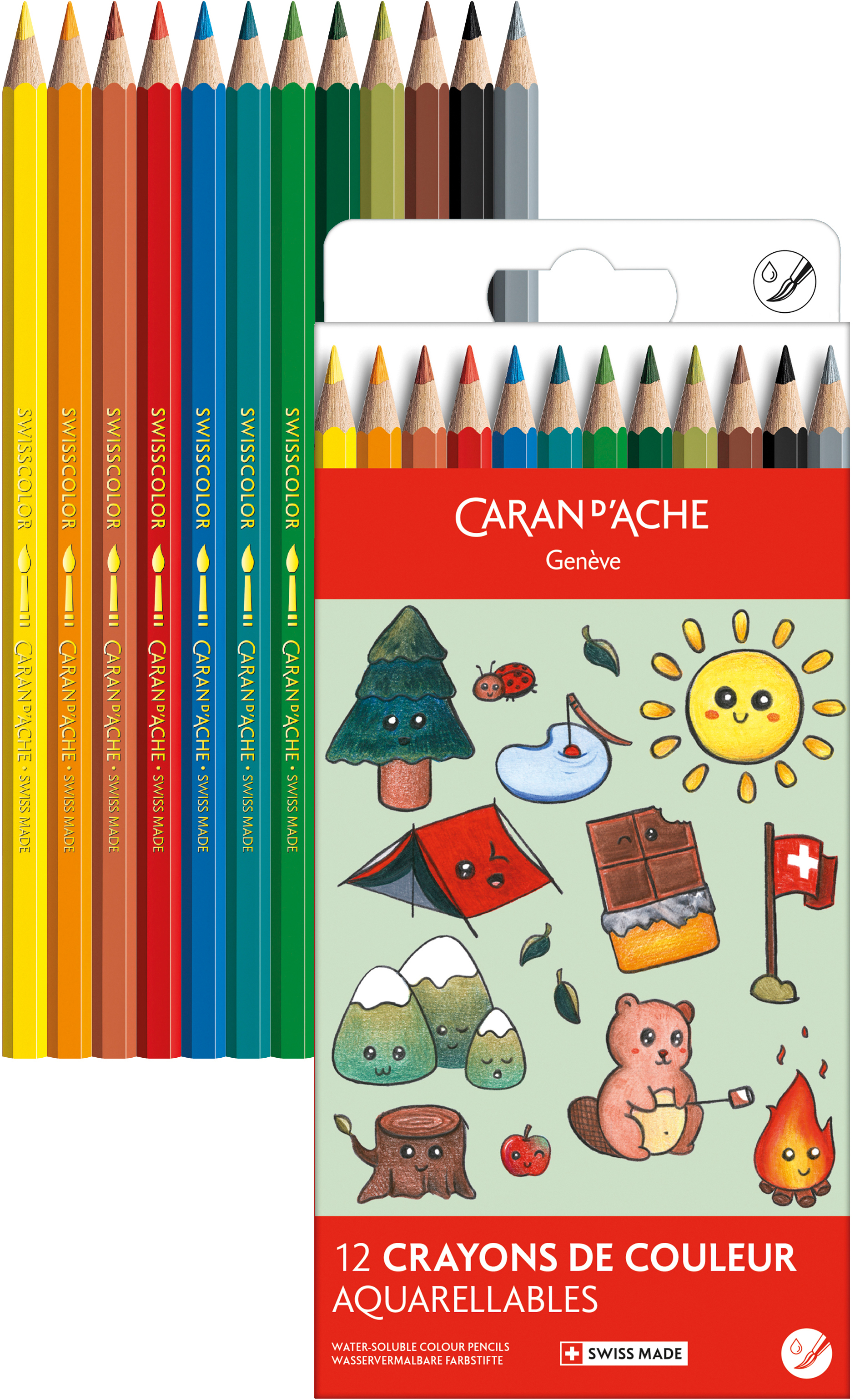 photo CARAN D'ACHE Crayons couleur Swisscolor 1285.804 Kawaii Swiss Mountain 12 pcs.
