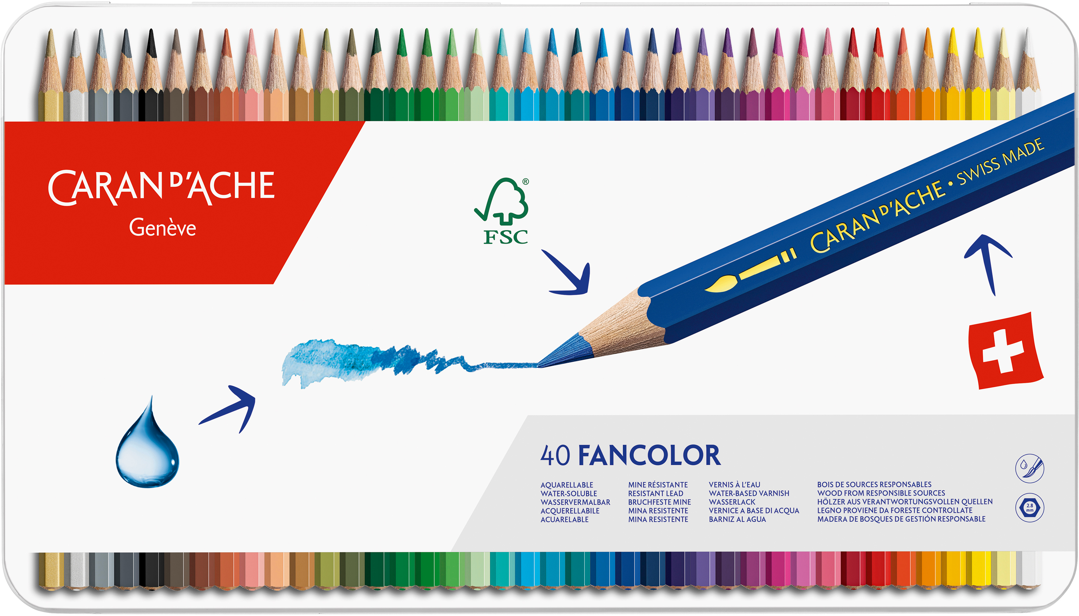 CARAN D'ACHE Crayon de couleur Fancolor 1288.340 40 couleurs