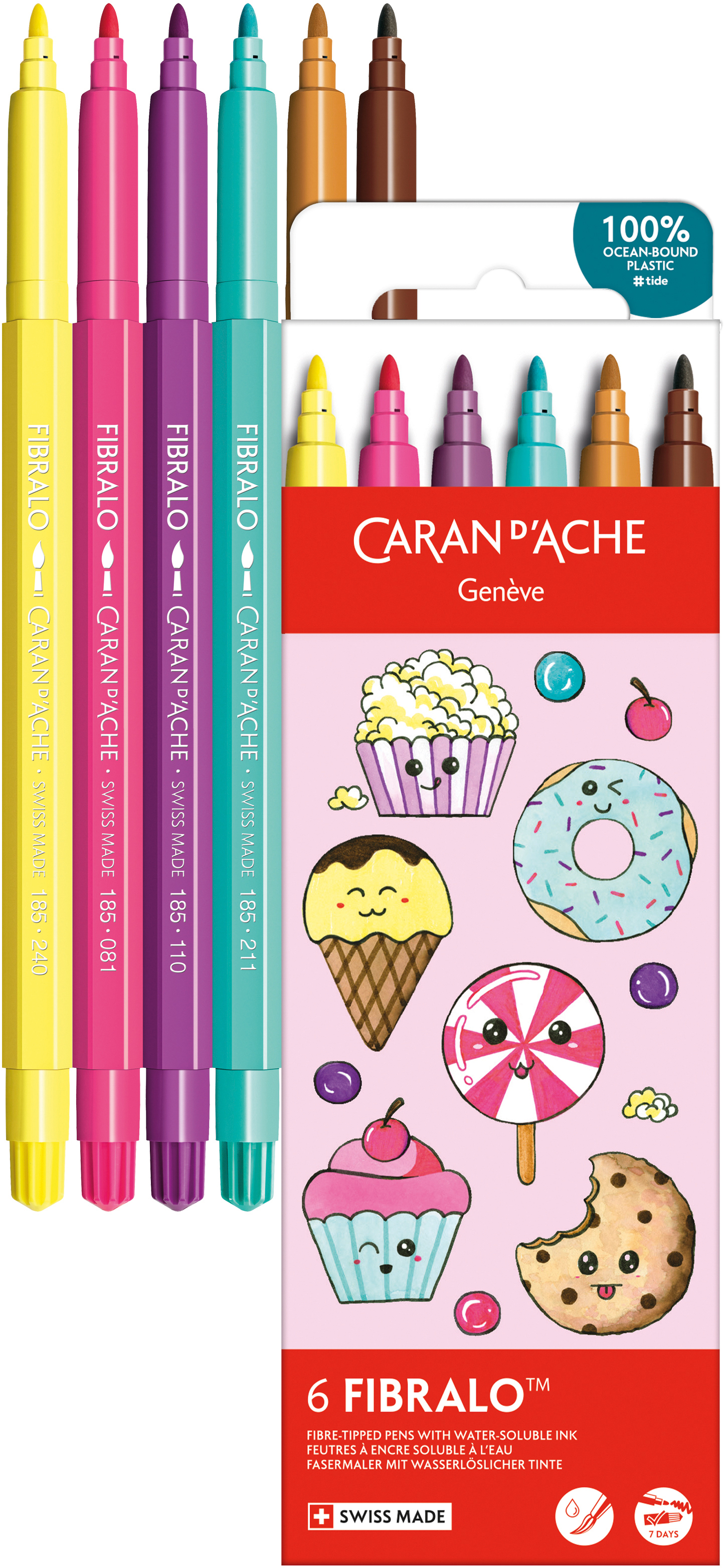 photo CARAN D'ACHE Stylo fibre Fibralo Kawaii 185.802 Candy World 6 pièces