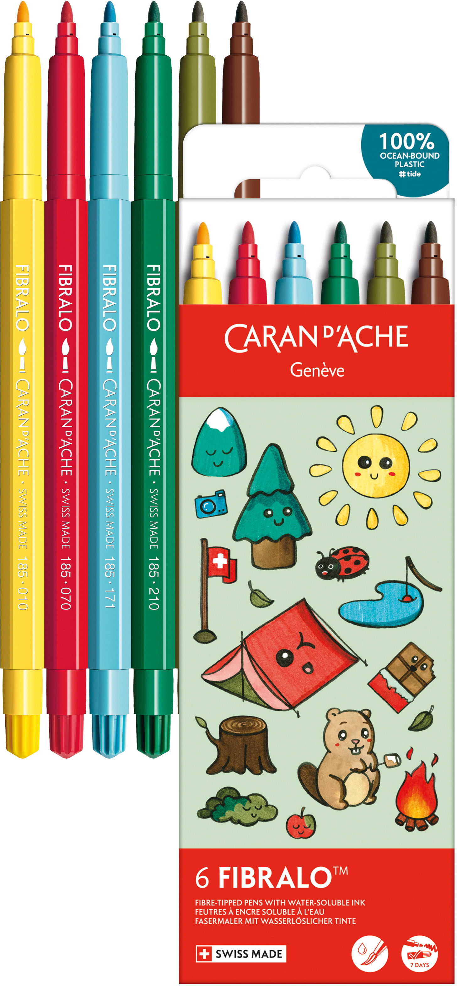 photo CARAN D'ACHE Stylo fibre Fibralo Kawaii 185.804 Swiss Mountain 6 pièces