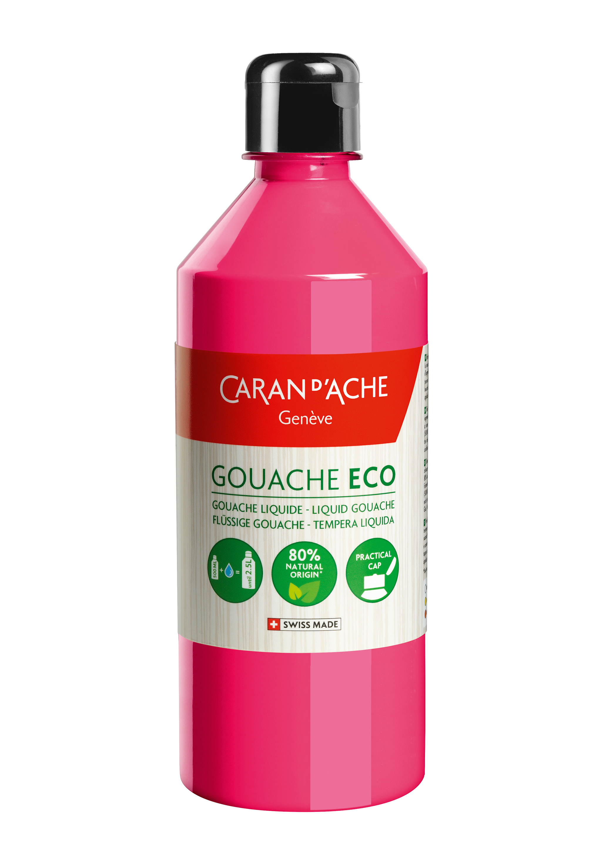CARAN D'ACHE Couleur opaq.Gouache Eco 500ml 2371.090 pink fluo liquide