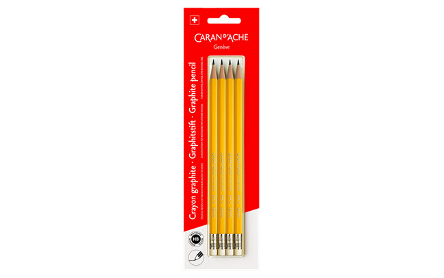 CARAN D'ACHE Crayon avec gomme HB 351.372 4 pcs.