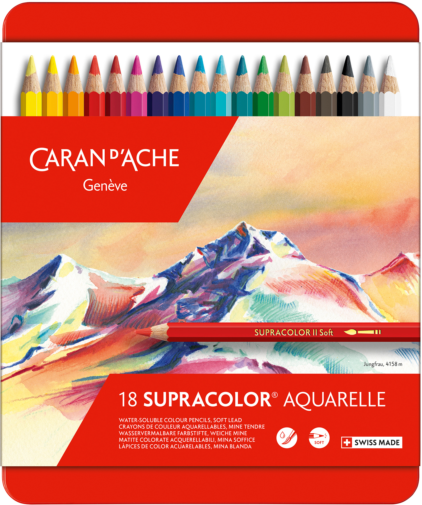 CARAN D'ACHE Crayon coul. Supracolor 3,8mm 3888.318 ass. boite mét. 18 piece