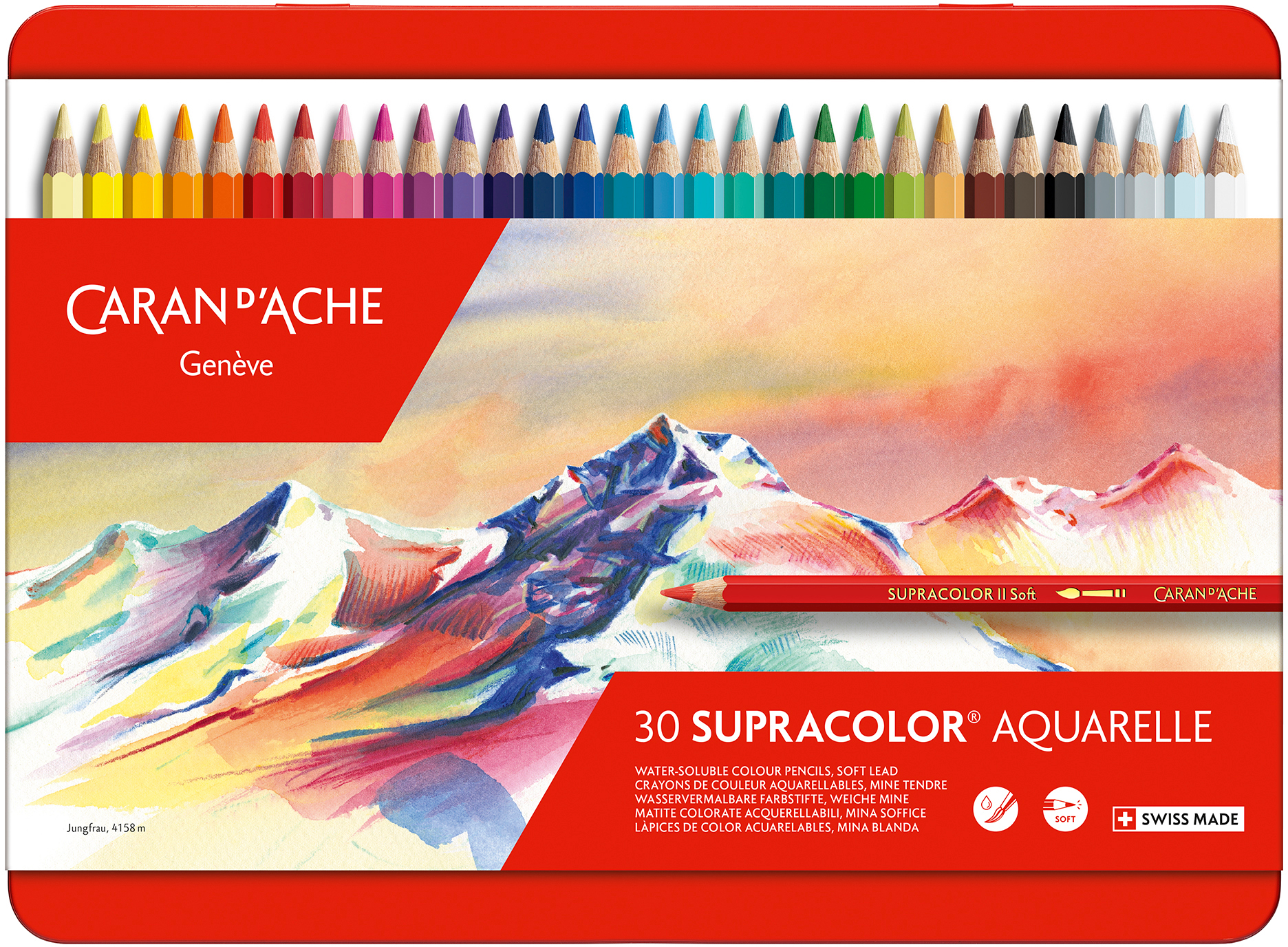 CARAN D'ACHE Crayon coul. Supracolor 3,8mm 3888.330 ass. boite mét. 30 piece