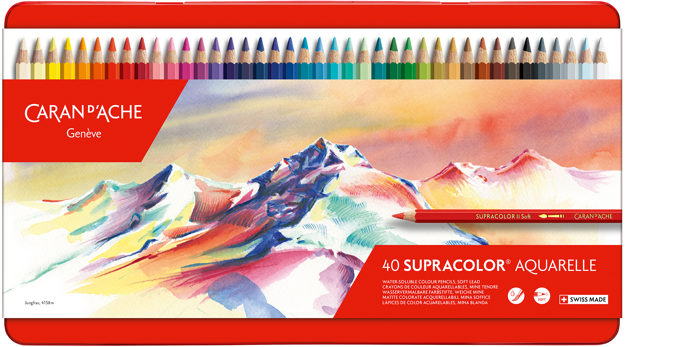 CARAN D'ACHE Crayon coul. Supracolor 3,8mm 3888.340 ass. boite mét. 40 piece