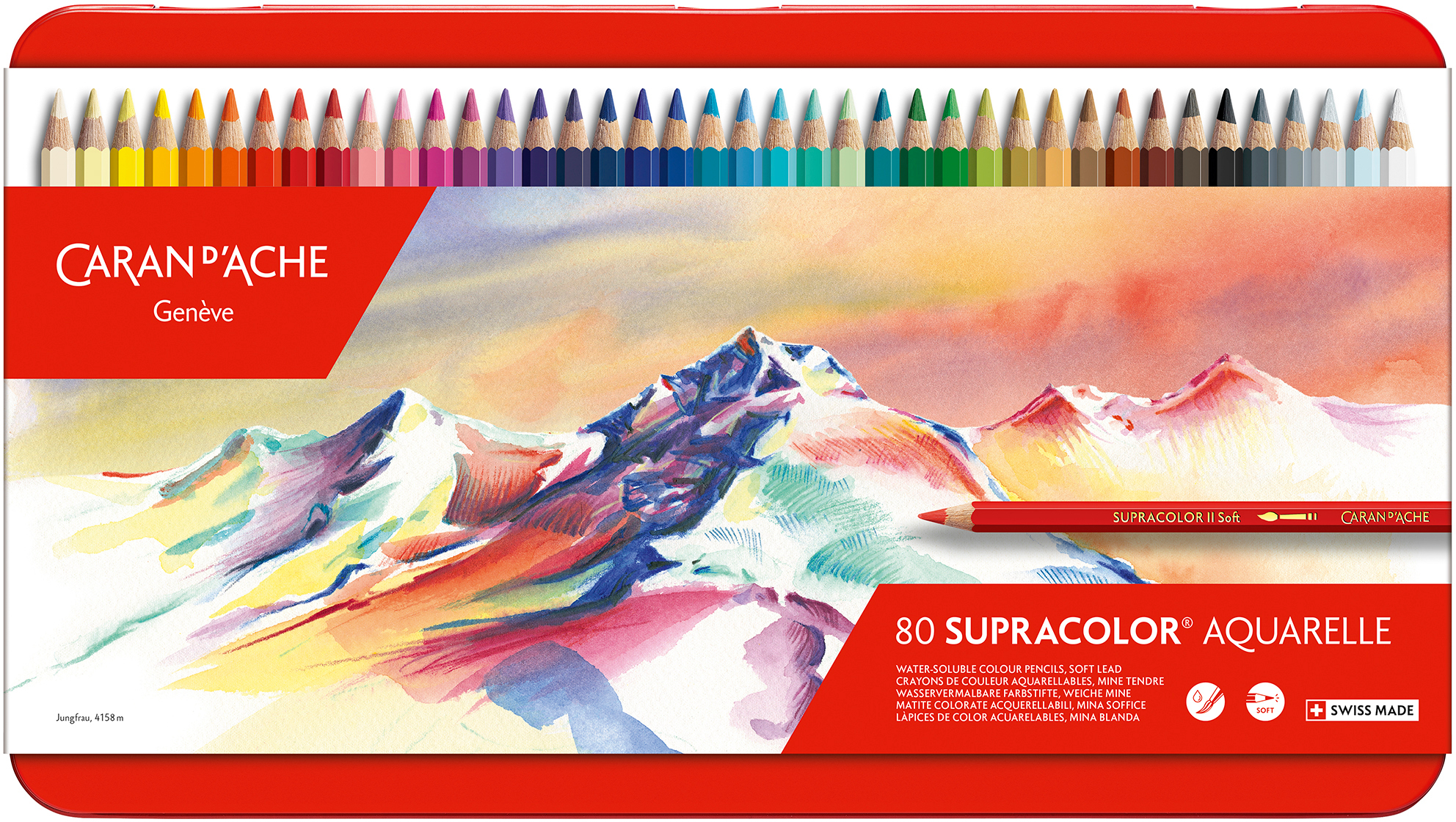 CARAN D'ACHE Crayon coul. Supracolor 3,8mm 3888.380 ass. boite mét. 80 piece ass. boite mét. 80 piec