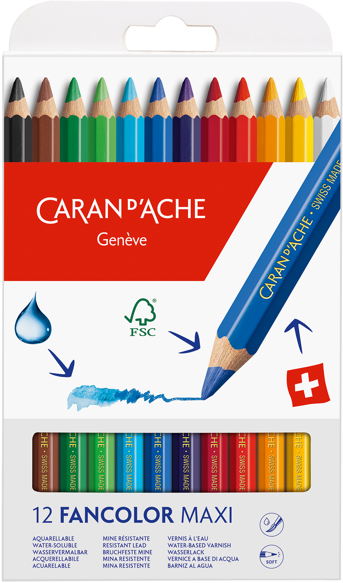 CARAN D'ACHE Farbstifte Maxi Fancolor 498.712 12 couleurs carton 12 couleurs carton
