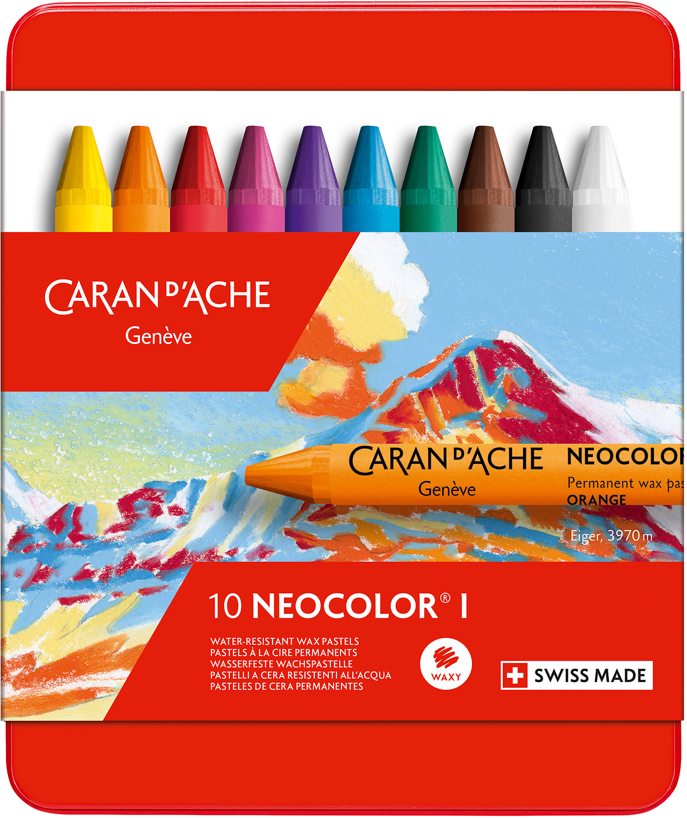 CARAN D'ACHE Crayons de cire Neocolor 1 7000.310 10 couleurs box métal 10 couleurs box métal
