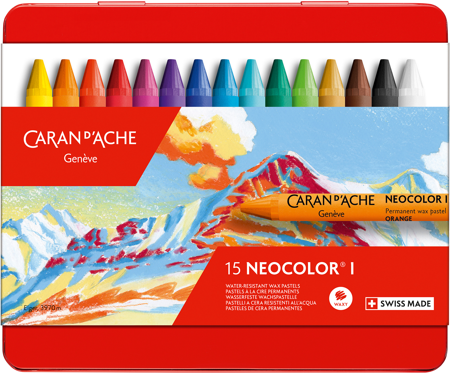 CARAN D'ACHE Crayons de cire Neocolor 1 7000.315 15 couleurs box métal