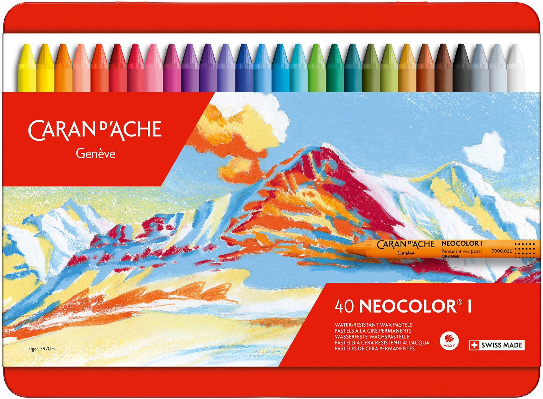 CARAN D'ACHE Crayons de cire Neocolor 1 7000.340 40 couleurs ass. box métal 40 couleurs ass. box mét