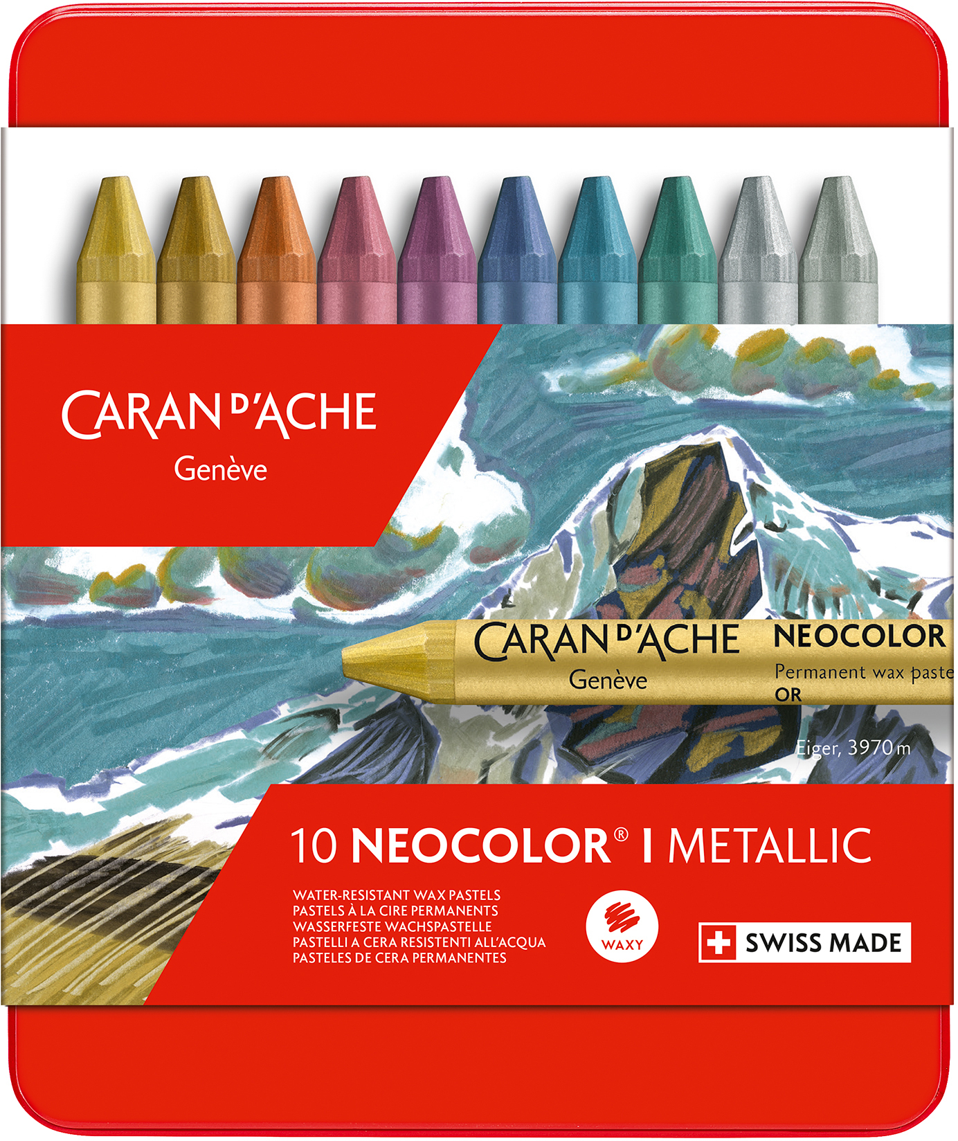 CARAN D'ACHE Crayons de cire Neocolor 1 7004.310 10 couleurs box métal
