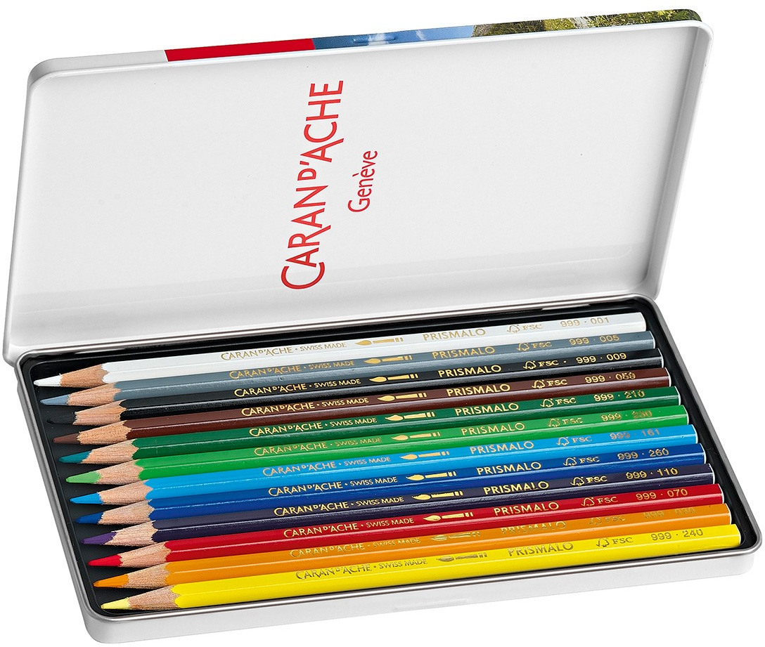 CARAN D'ACHE Crayon de couleur Prismalo 3mm 999.312 ass. boite mét. 12 piece