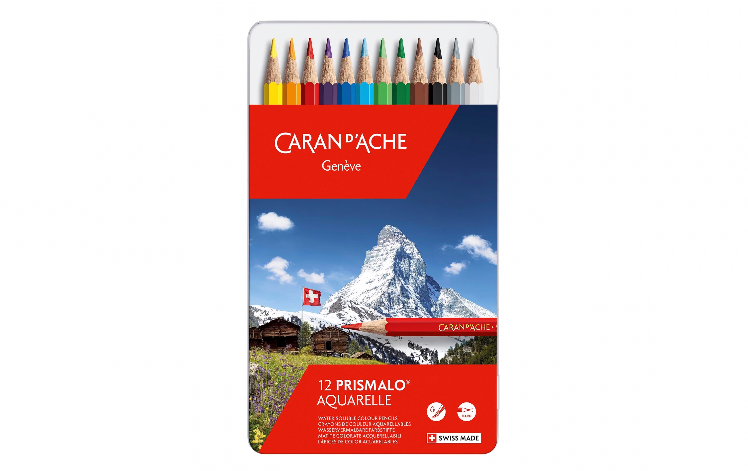 CARAN D'ACHE Crayon de couleur Prismalo 3mm 999.312 ass. boite mét. 12 piece ass. boite mét. 12 piec