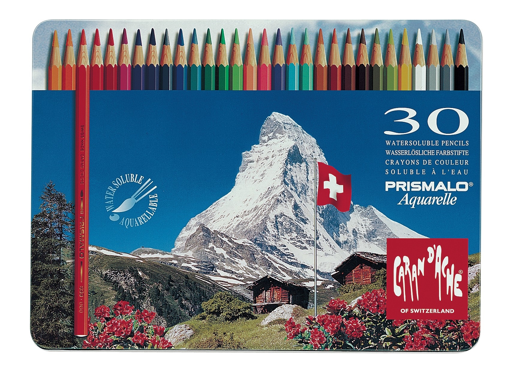 CARAN D'ACHE Farbstifte Prismalo 3mm 999.330 ass. in Metallsch. 30 Stück
