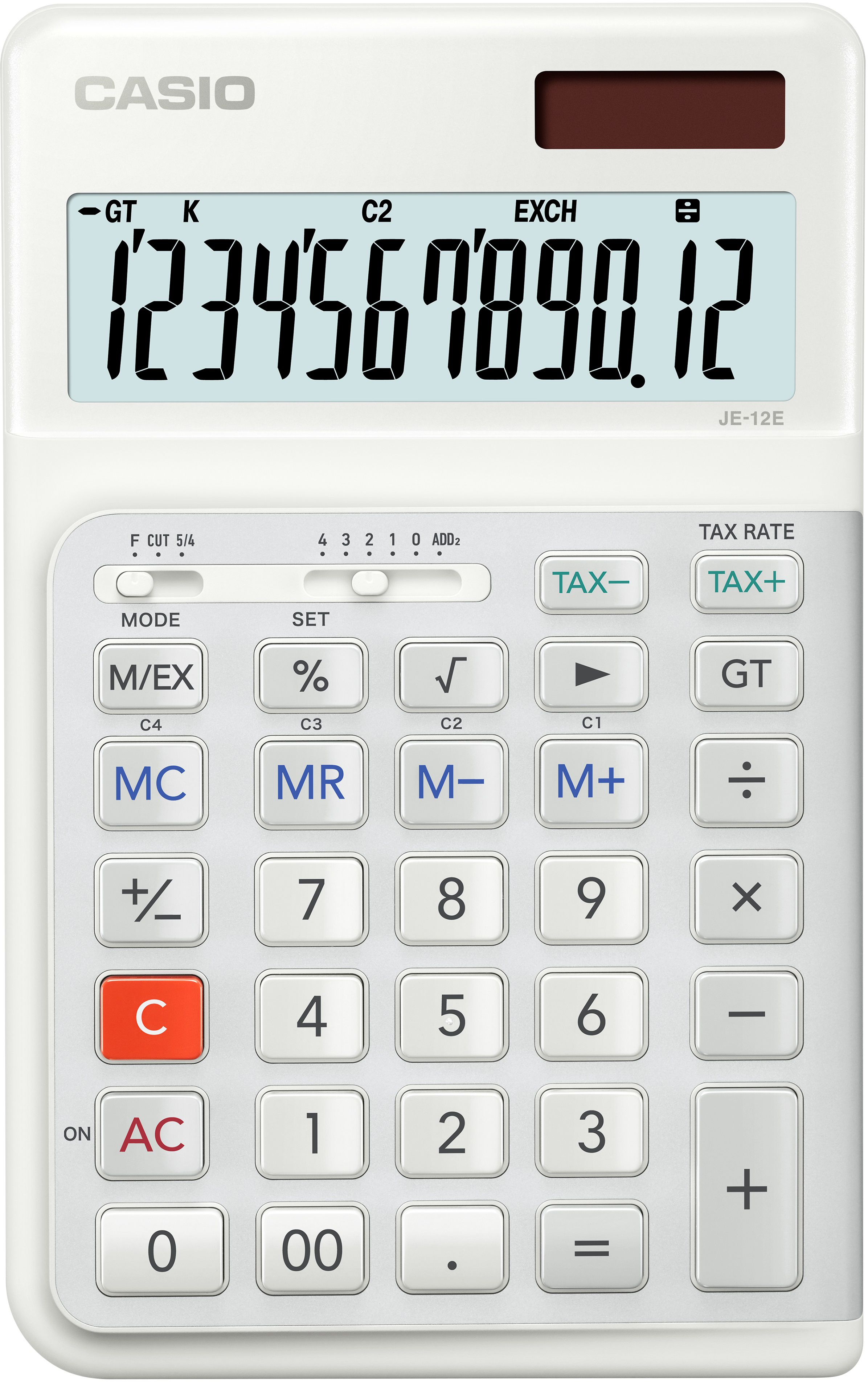 CASIO Calculatrice de table JE-12E-WE blanc