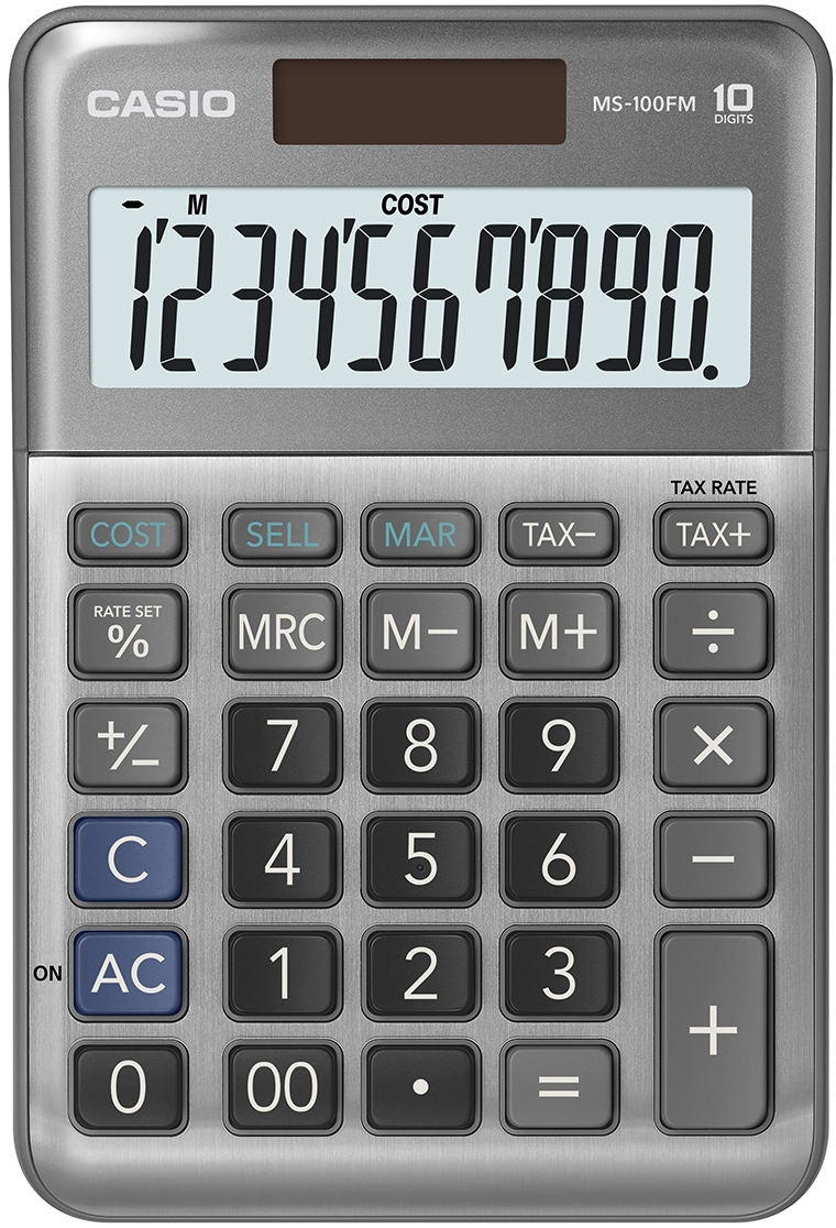 CASIO Calculatrice de table MS-100FM gris