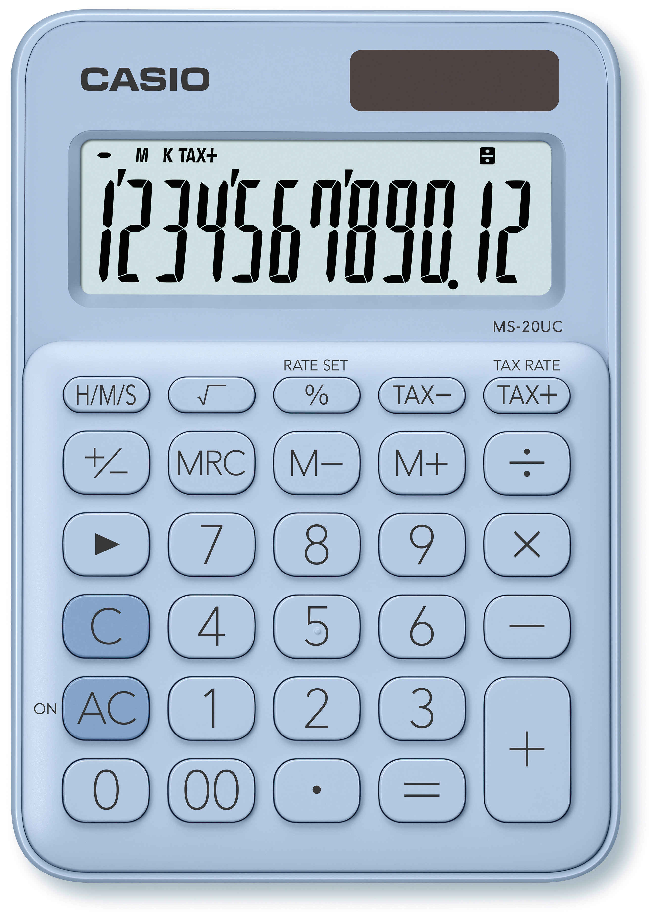 CASIO Calculatrice Mini MS20UCLB 12 chiffres bleu clair