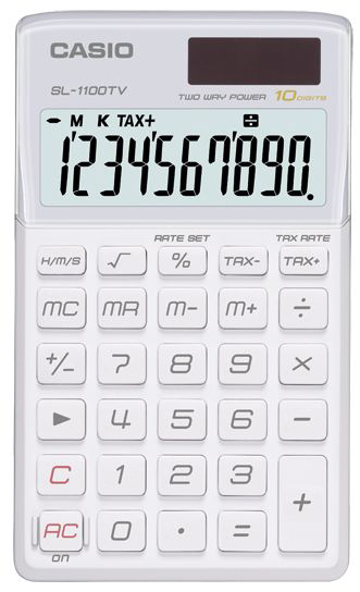 CASIO Calculatrice SL-1100TV-WE blanc