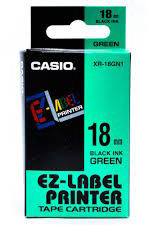 photo CASIO Ruban XR-18GN 18mm/8m noir/vert