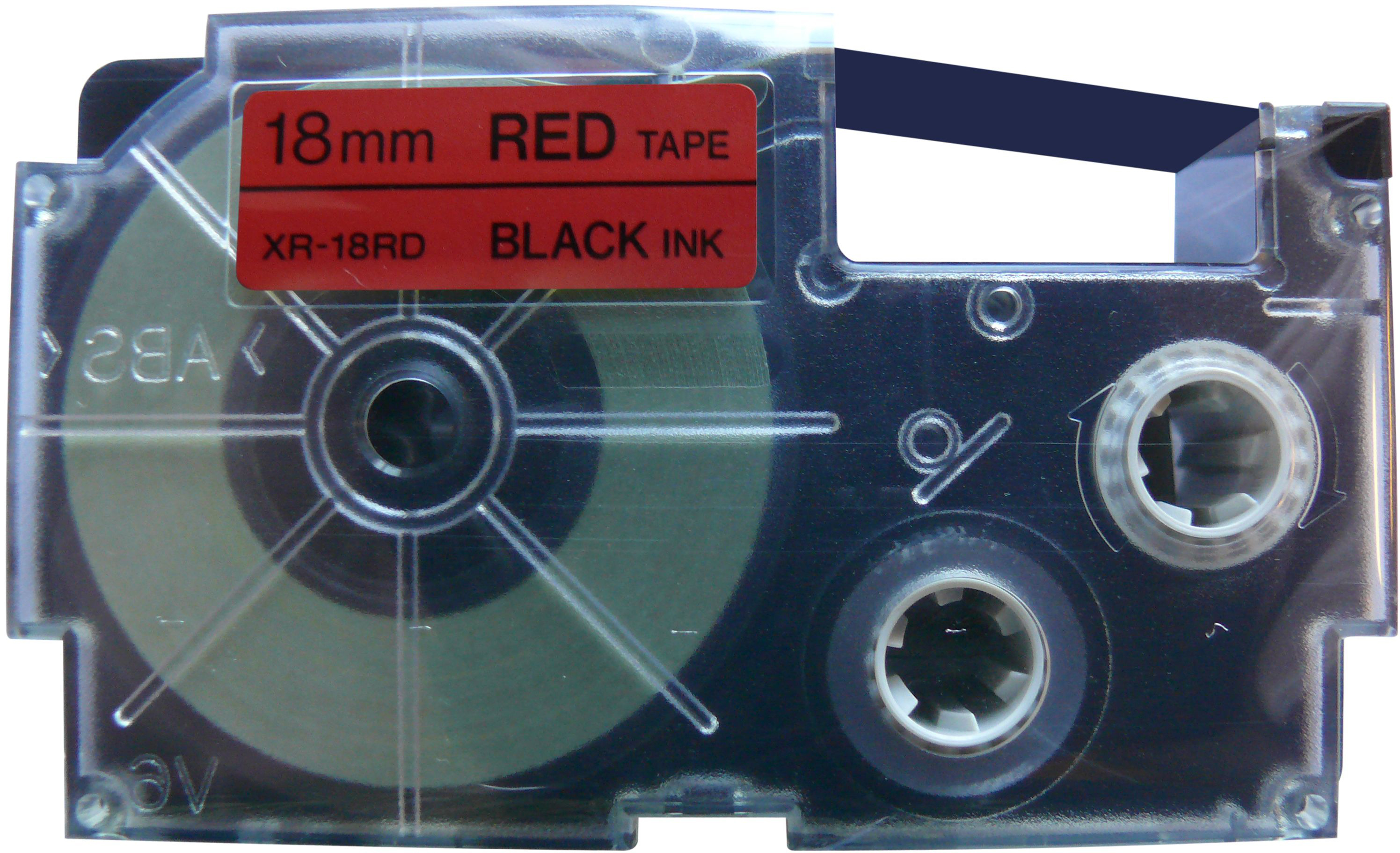 photo CASIO Ruban XR-18RD 18mm/8m noir/rouge