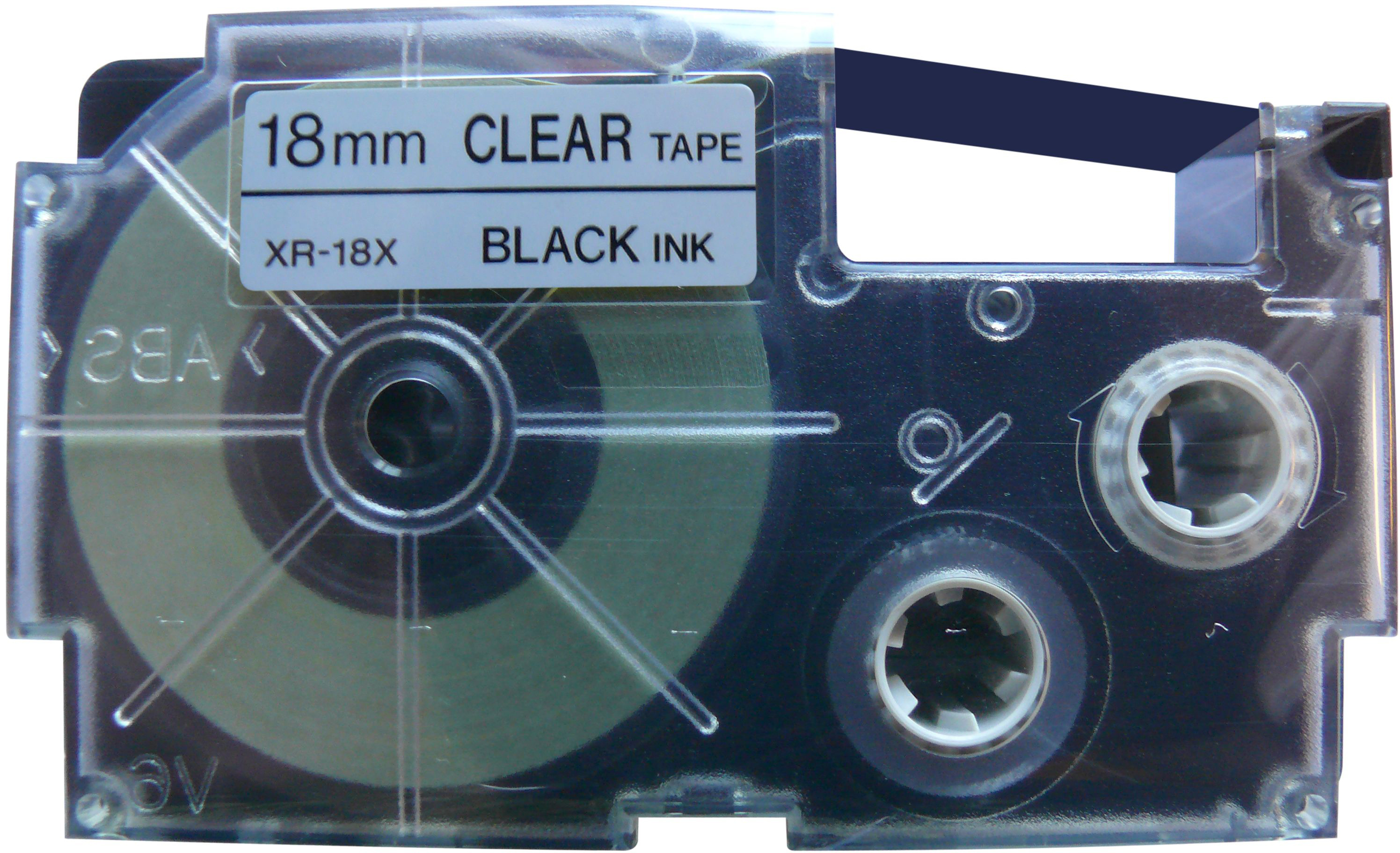 photo CASIO Ruban XR-18X 18mm/8m noir/transparent
