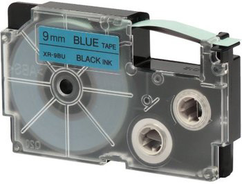 CASIO Ruban 9mm/8m XR-9BU1 noir/bleu