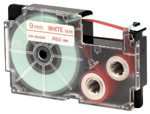 CASIO Ruban 9mm/8m XR-9WER1 blanc/rouge