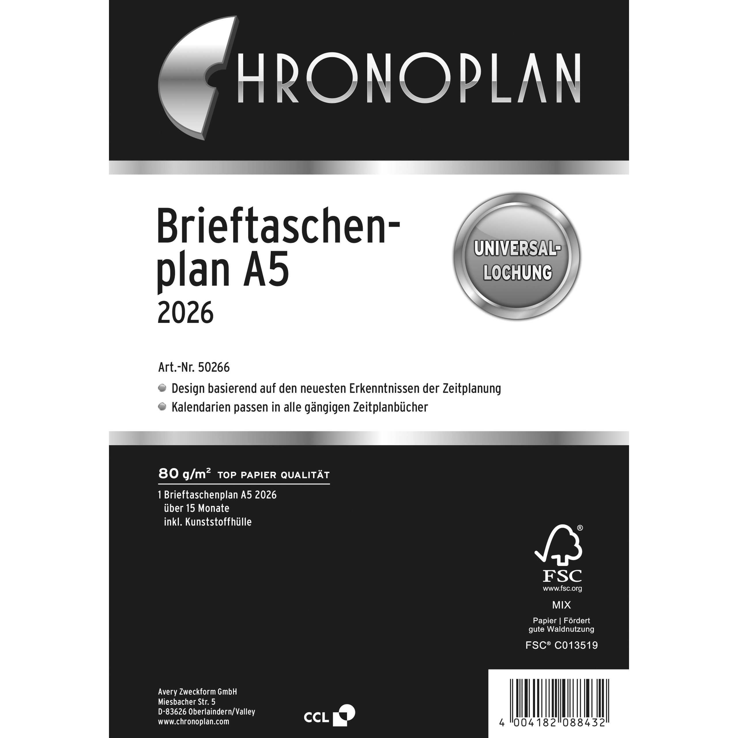 photo CHRONOPLAN Agenda porte-monnaie 2026 50266Z.26 15 mois A5