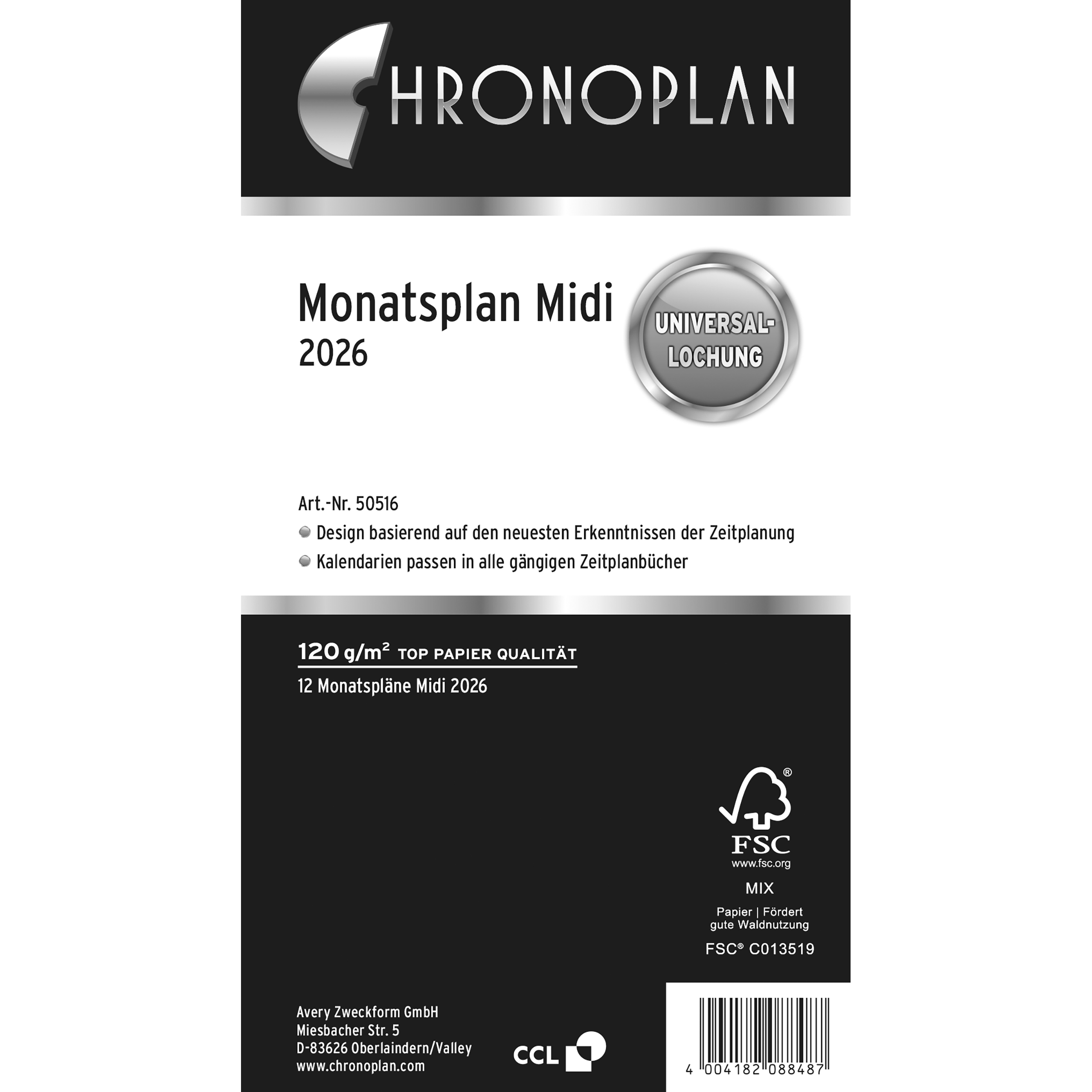 photo CHRONOPLAN Plan mensuel 2026 50516Z.26 dépliable Midi
