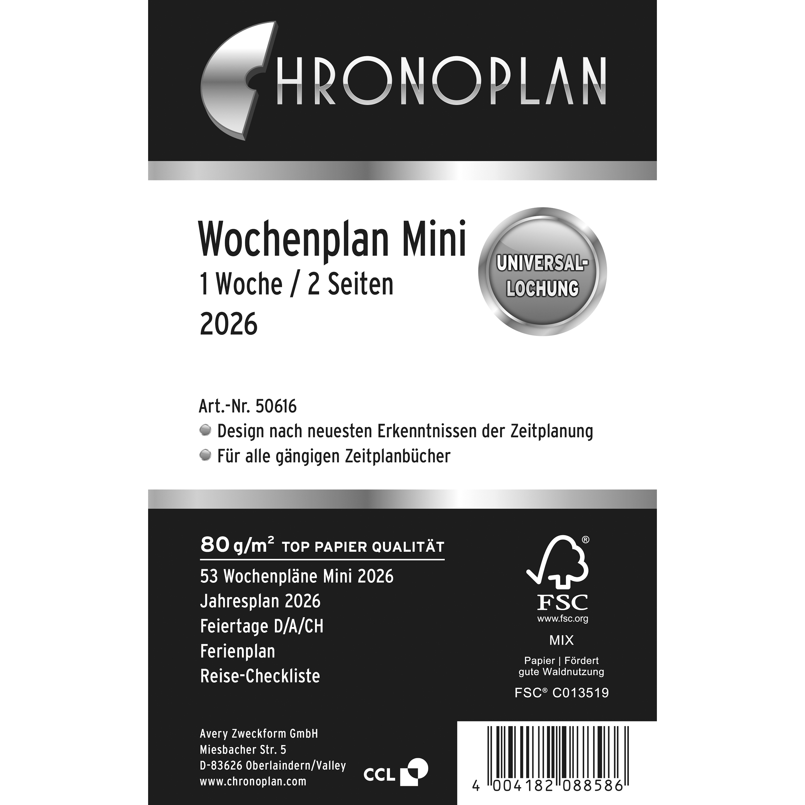 photo CHRONOPLAN Plan semainier rempl. 2026 50616Z.26 1S/2P Mini
