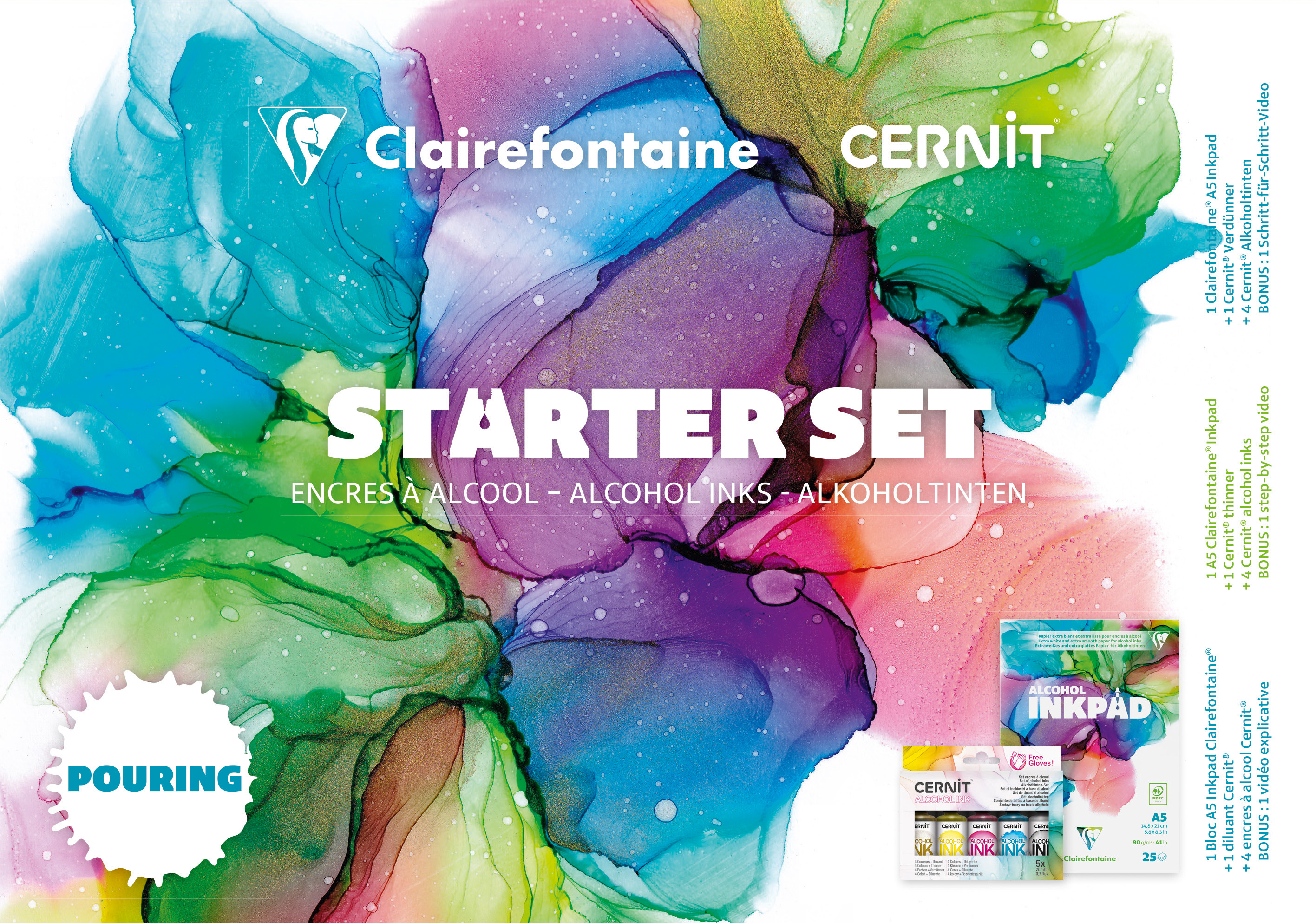 photo CLAIREFONTAINE Ink Pad Starter Set A5 976165C 9 pièces