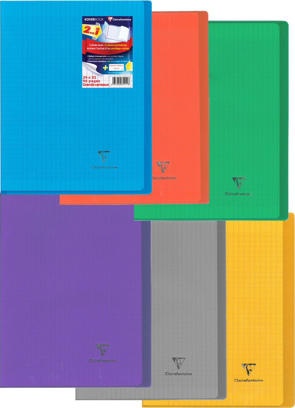 CLAIREFONTAINE Kover Book Cahier 24x32cm 981401 seyes 48 feuilles