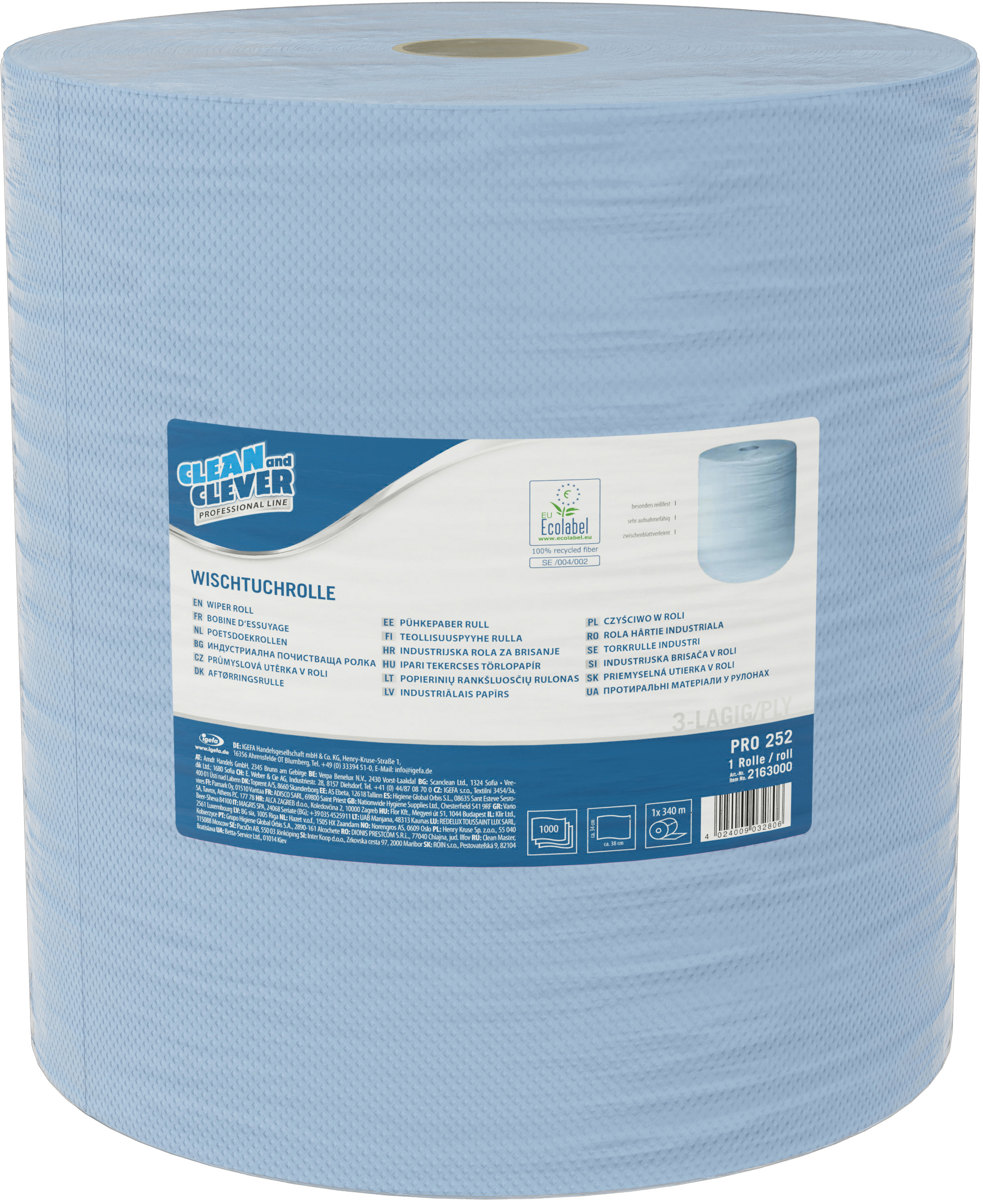 photo CLEAN AND CLEVER Rouleau de chiffon 3x 38x36cm P1673 Maxi, bleu, recycling