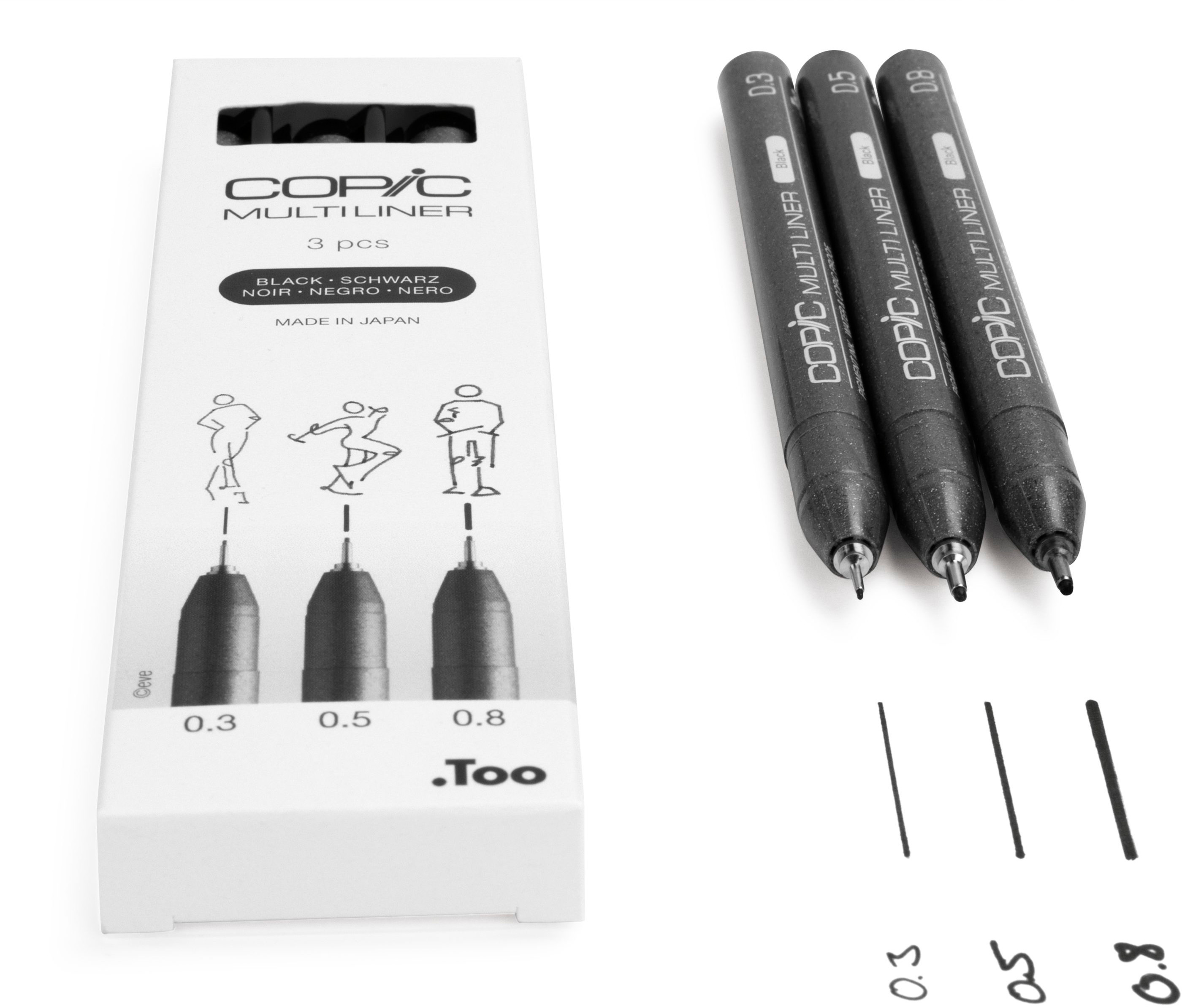 COPIC Multiliner 22075631 noir 3 pièces