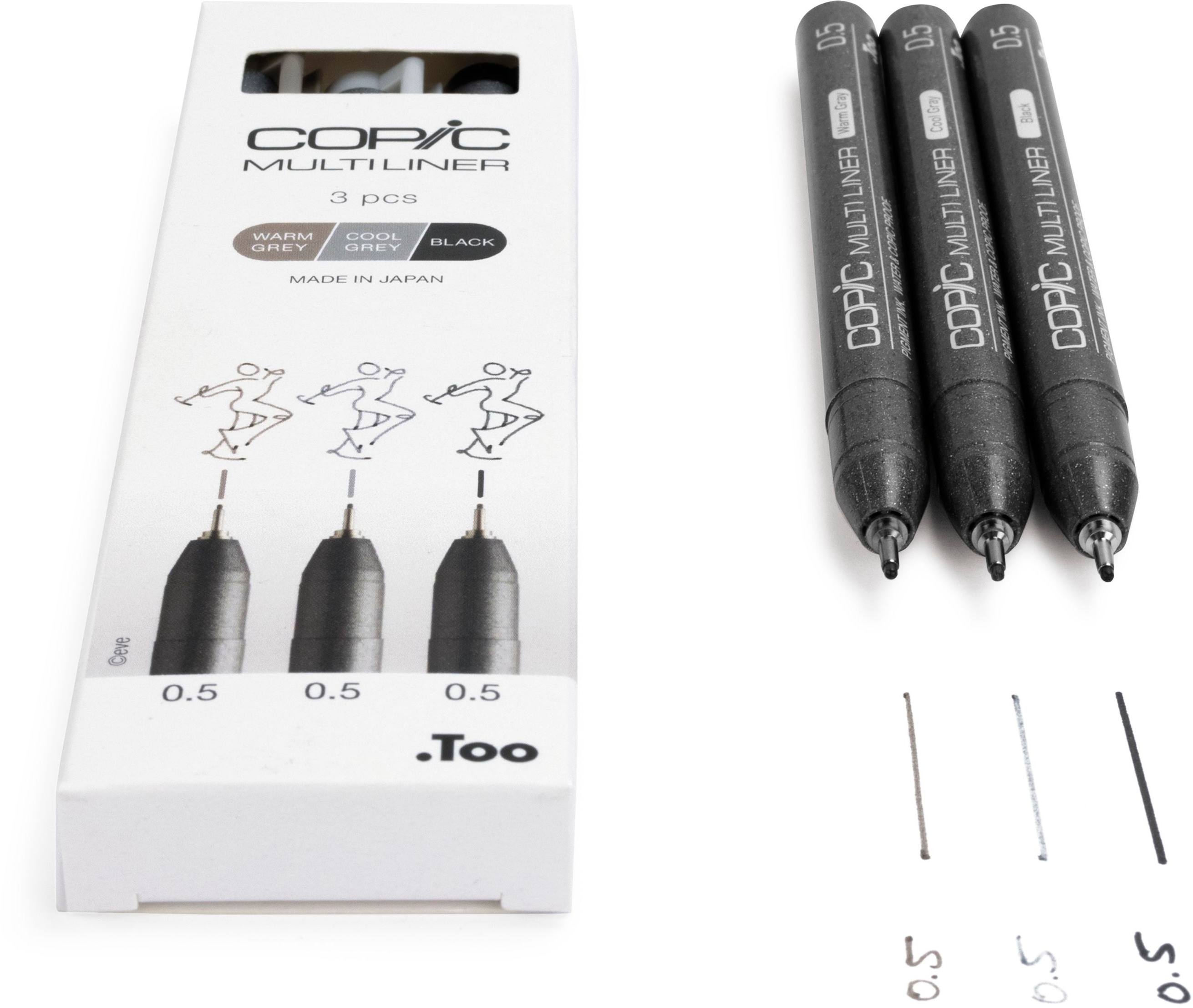 COPIC Multiliner 22075633 gris, noir 3 pièces