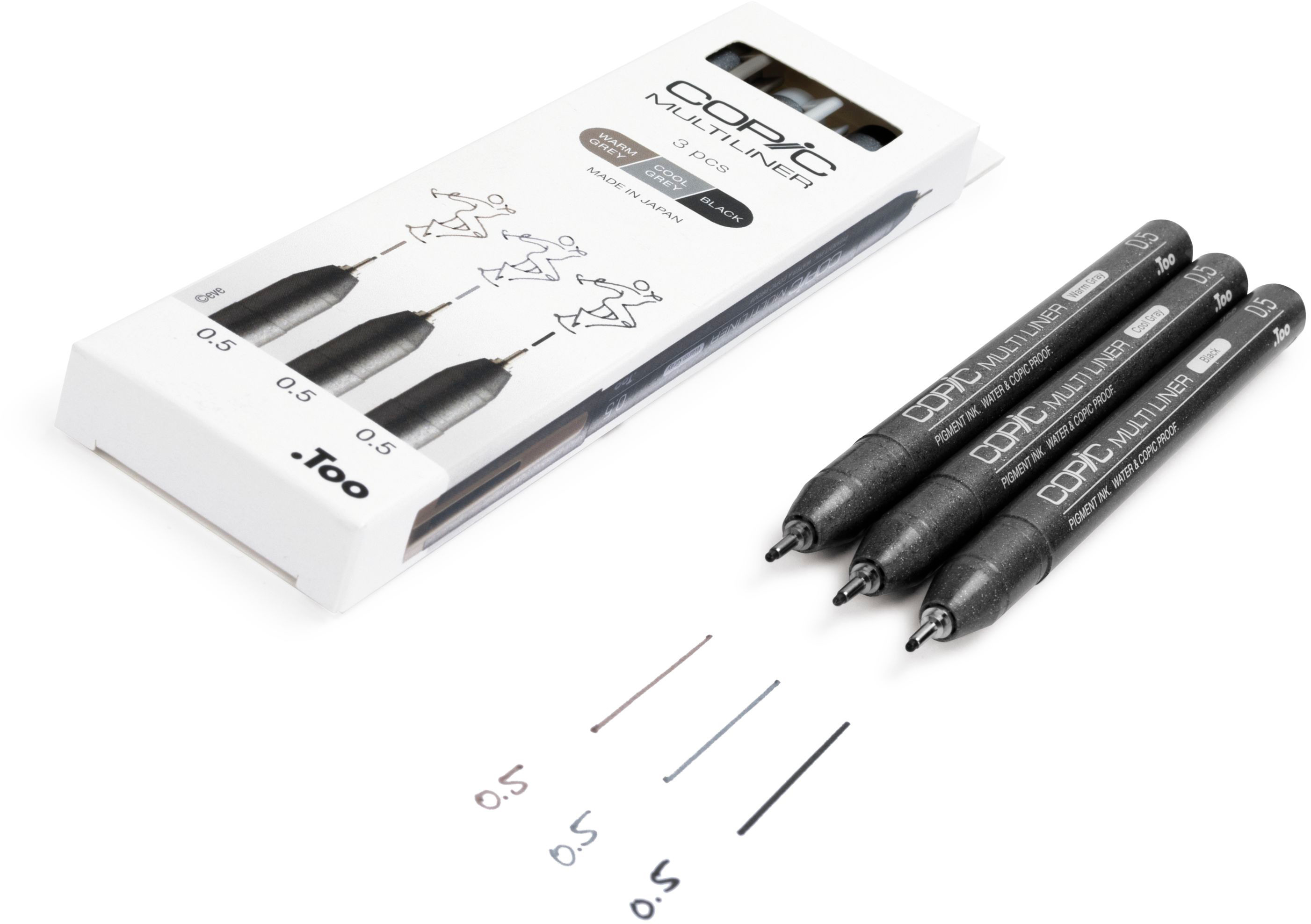 COPIC Multiliner 22075633 gris, noir 3 pièces