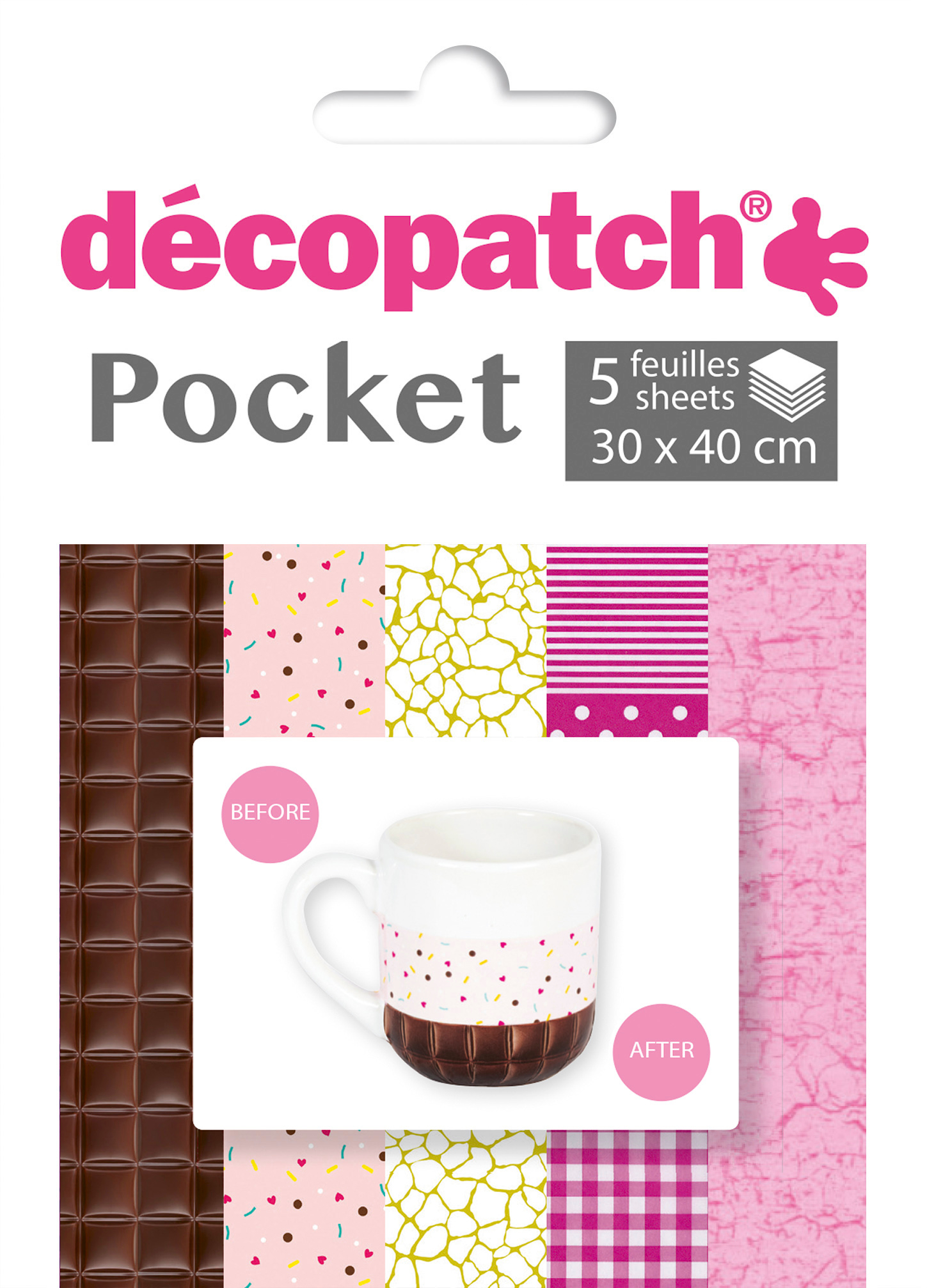 DECOPATCH Papier Pocket Nr. 3 DP003O 5 feuille à 30x40cm