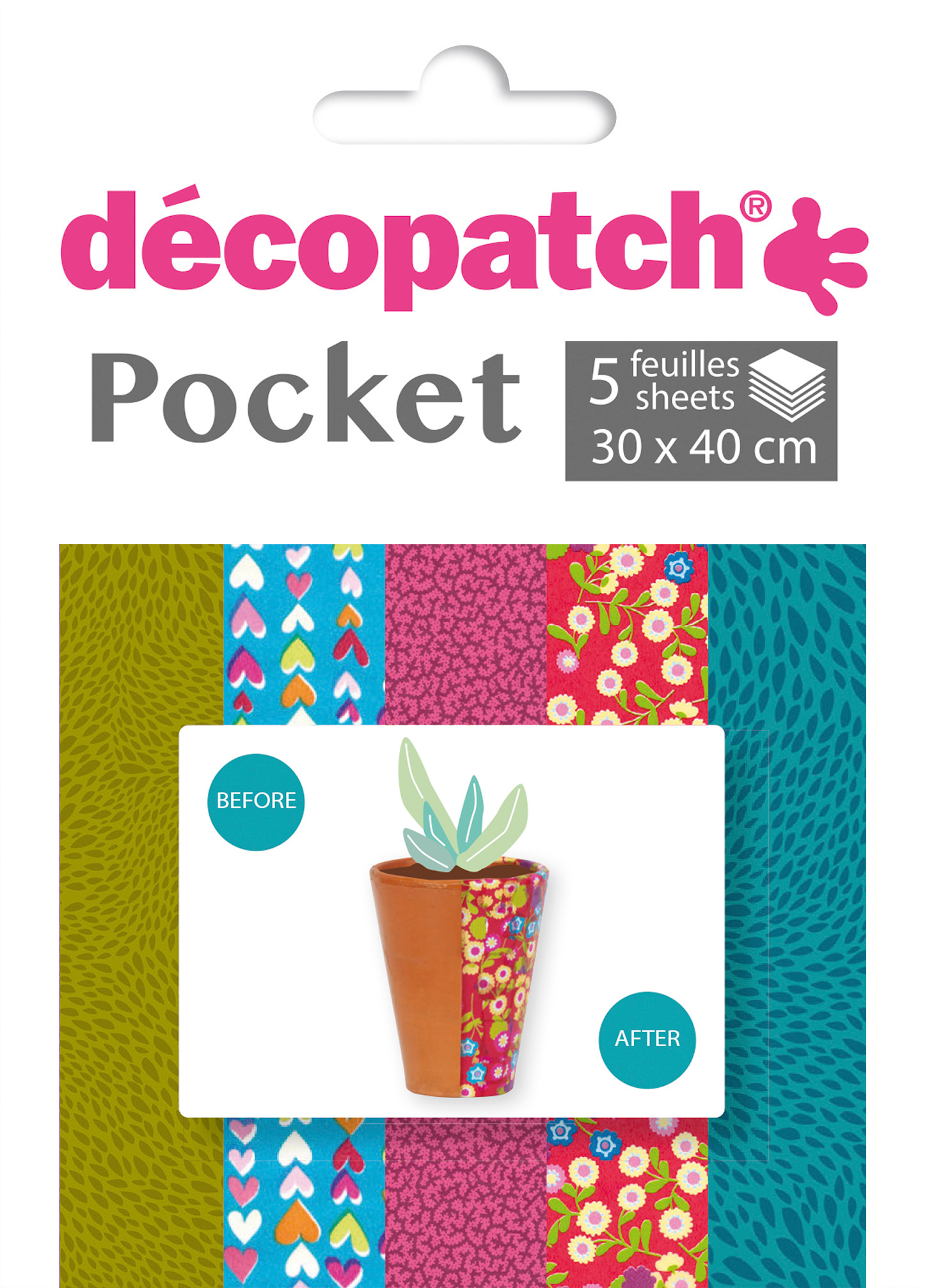 DECOPATCH Papier Pocket Nr. 6 DP006O 5 feuille à 30x40cm 5 feuille à 30x40cm