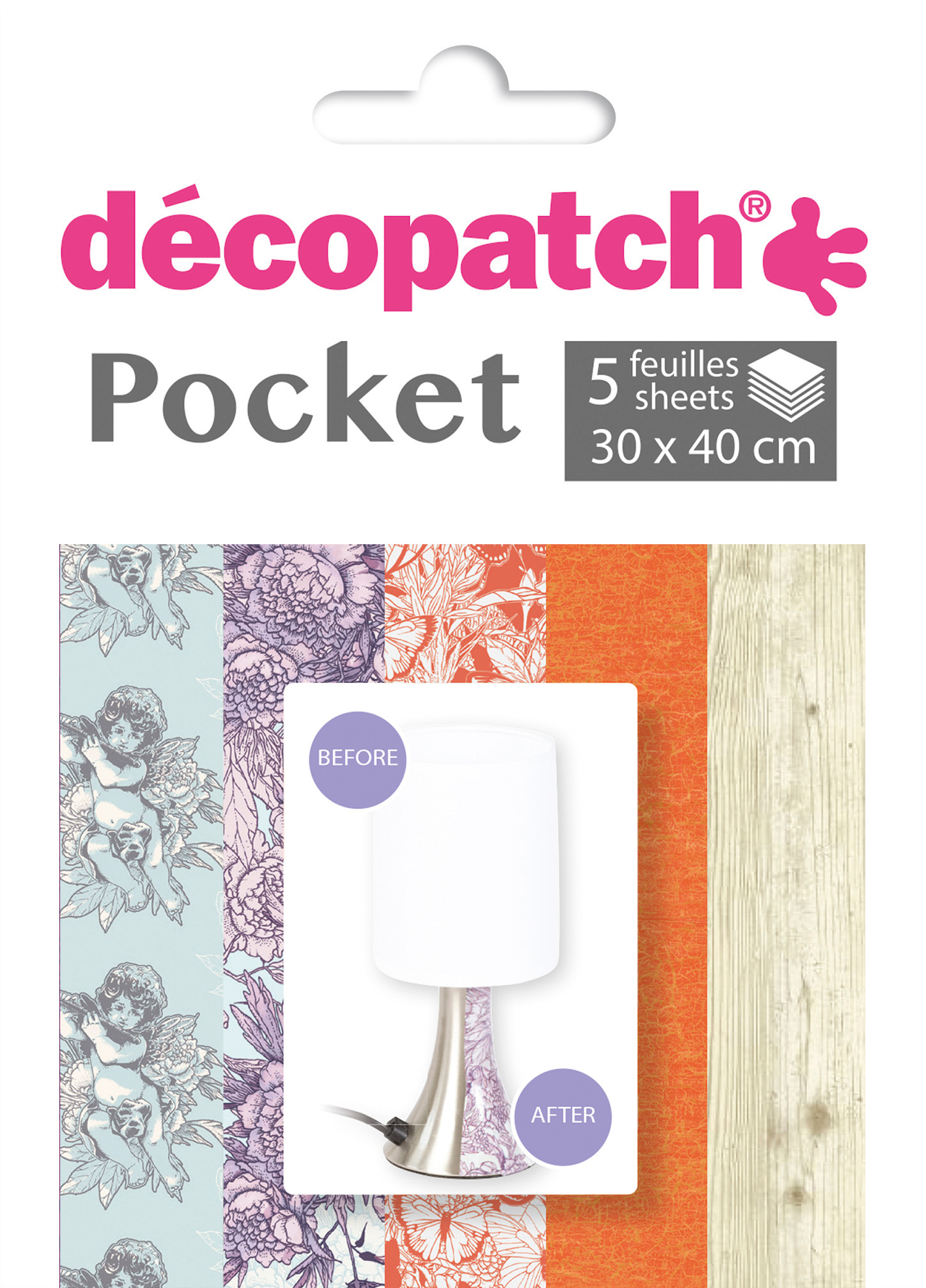 DECOPATCH Papier Pocket Nr. 14 DP014O 5 feuille à 30x40cm