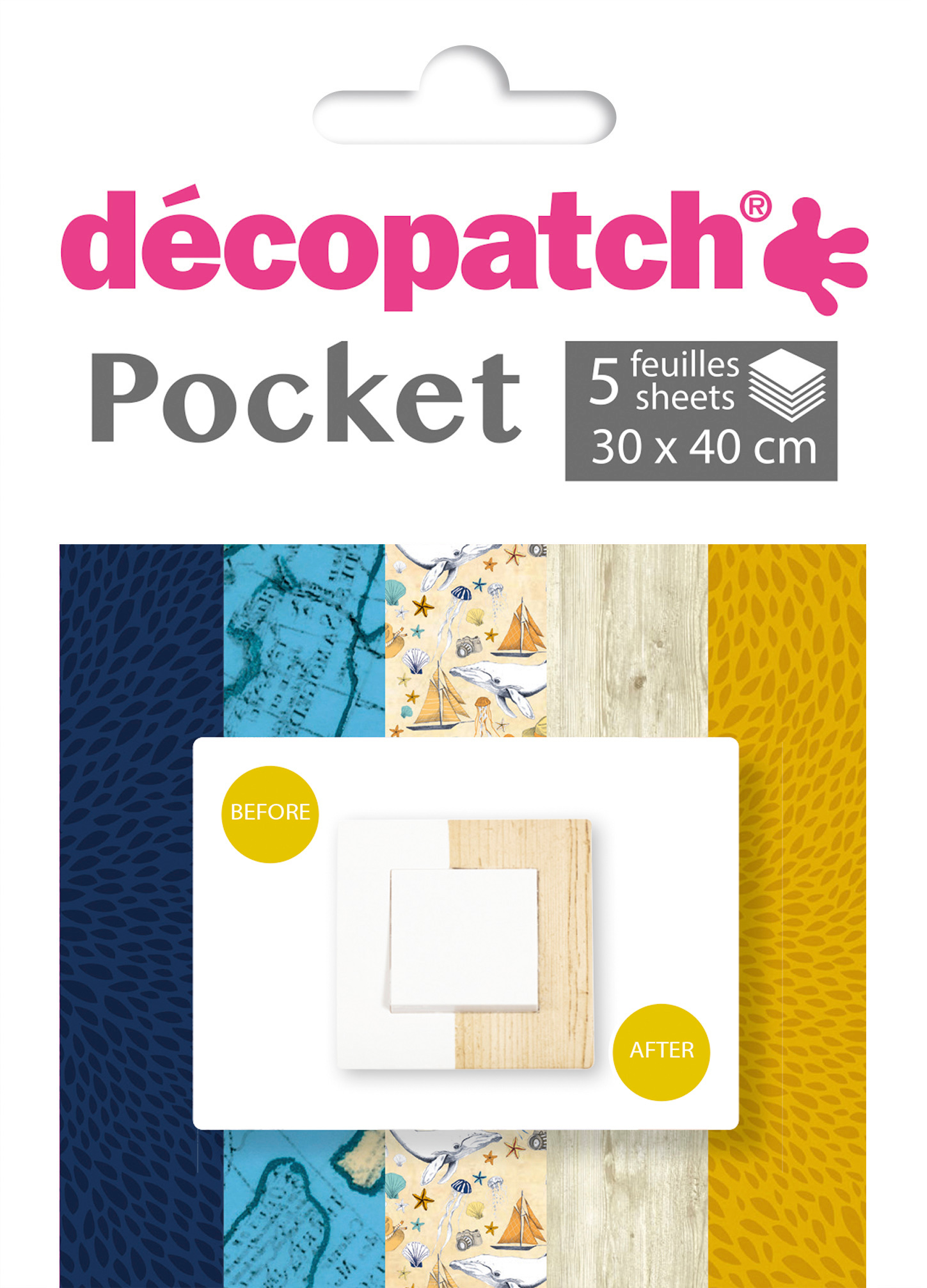 DECOPATCH Papier Pocket Nr. 15 DP015O 5 feuille à 30x40cm