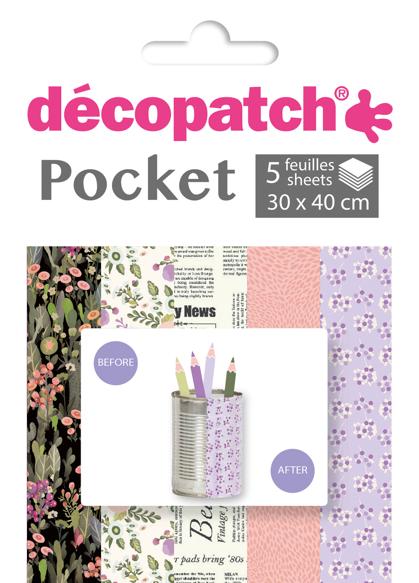 DECOPATCH Papier Pocket Nr. 16 DP016O 5 feuille à 30x40cm 5 feuille à 30x40cm