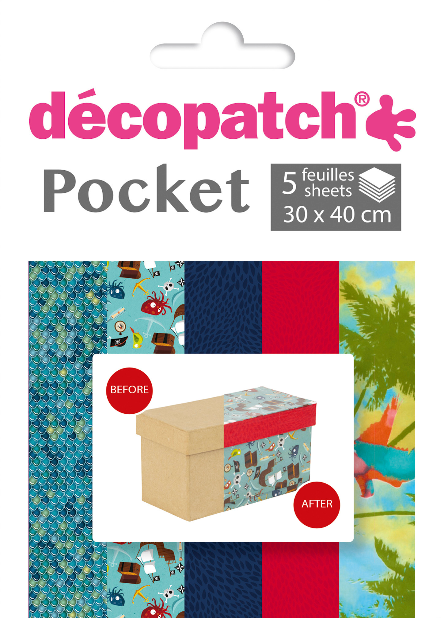 DECOPATCH Papier Pocket Nr. 20 DP020O 5 feuille à 30x40cm