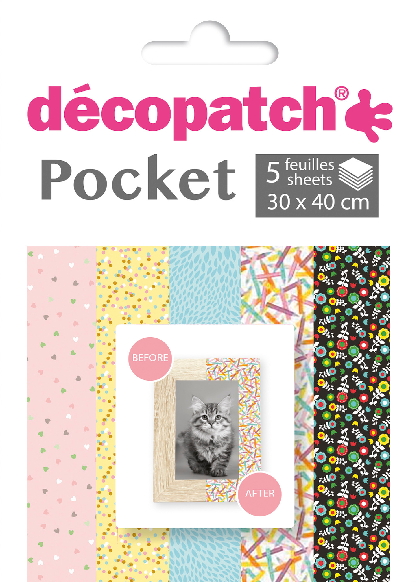 DECOPATCH Papier Pocket Nr. 22 DP022C 5 feuille à 30x40cm