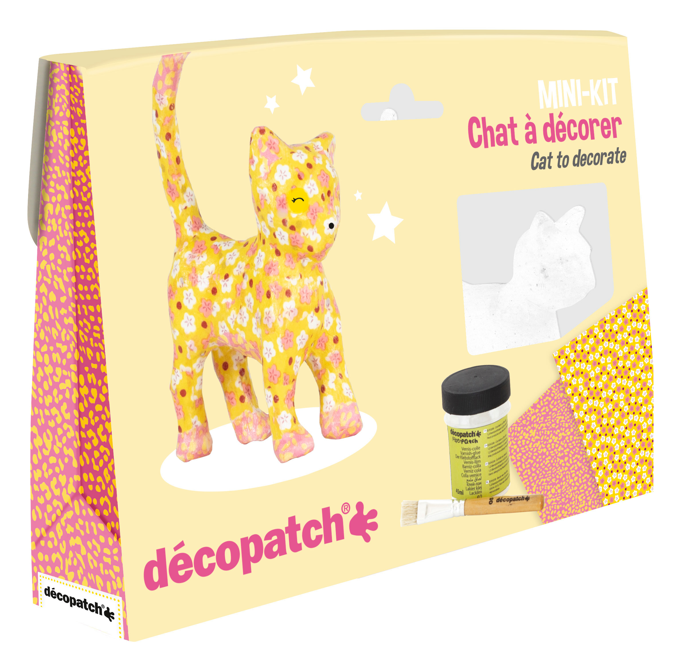 DECOPATCH Set d'art chat KIT012O Bogen, Tier, Pinsel, Lack Bogen, Tier, Pinsel, Lack