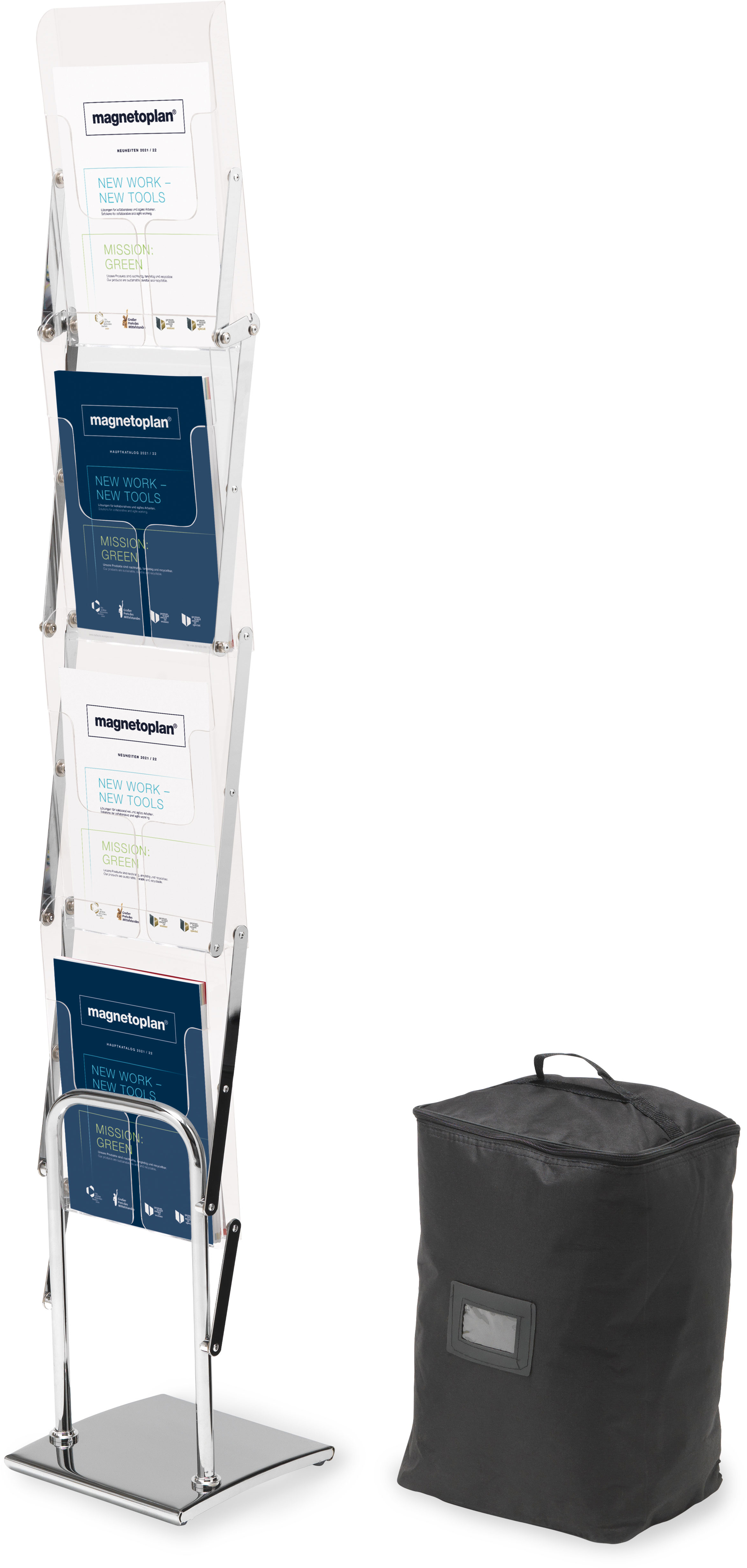 photo DEFLECTO Porte-brochures pliable A4 36200 argent Cadre en aluminium