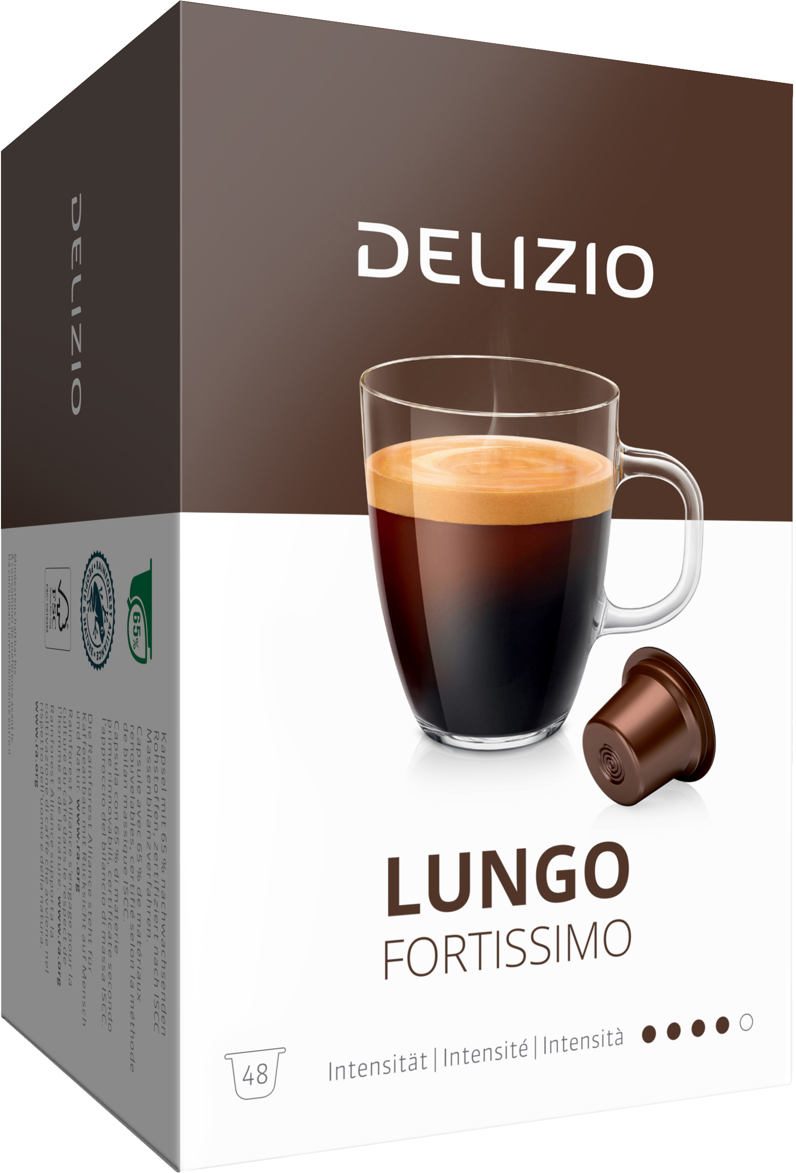 DELIZIO Capsules de café 10170342 Lungo Fortissimo 48 pcs. Lungo Fortissimo 48 pcs.