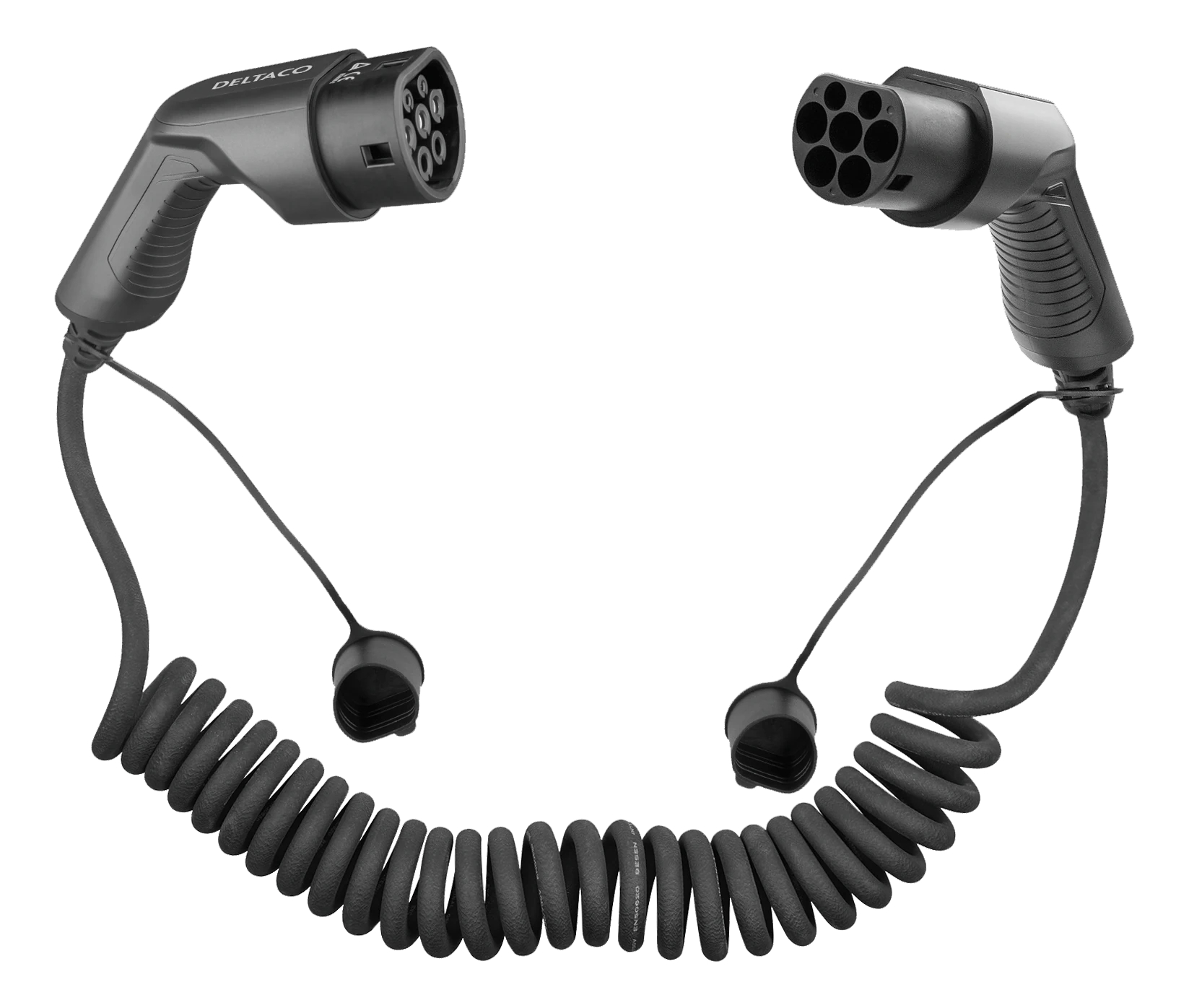 photo DELTACO e-Charge,cable type 2-type 2 EV-3215-S 3 phase,16A,Spiral,3M/5M,Bl.