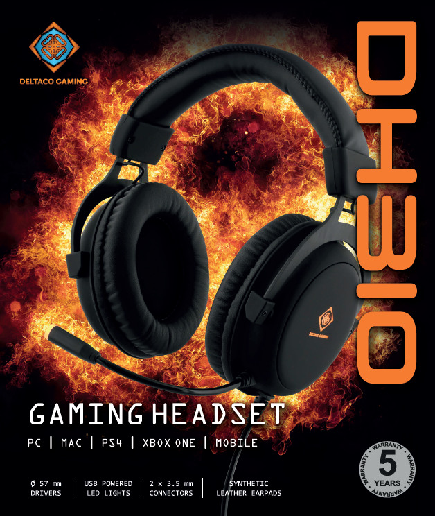 DELTACO Stereo Gaming Headset DH310 GAM-030 with LED, black