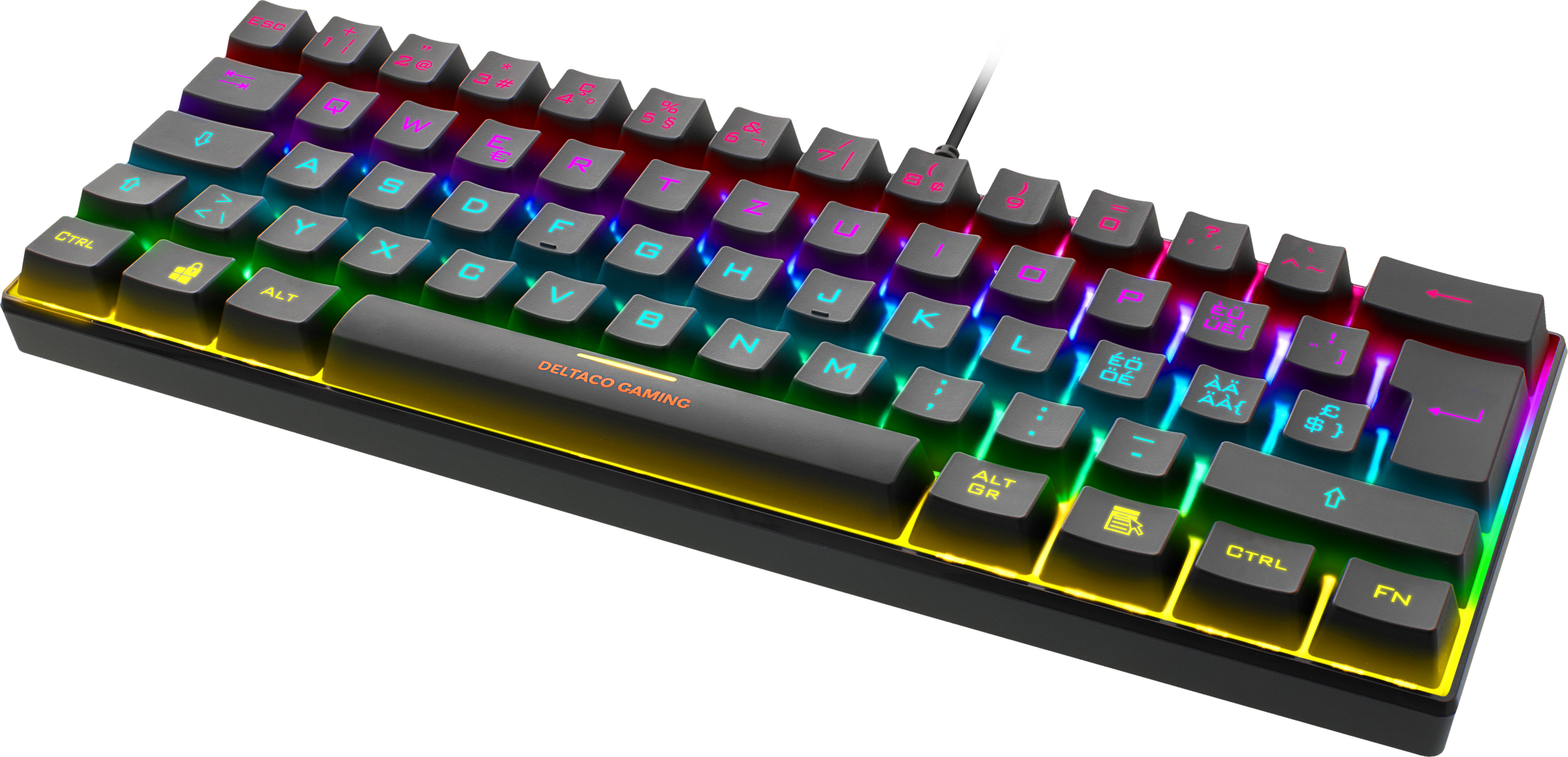 DELTACO TKL Gaming Keyboard mech RGB GAM-075-CH red switch, CH-Layout, black