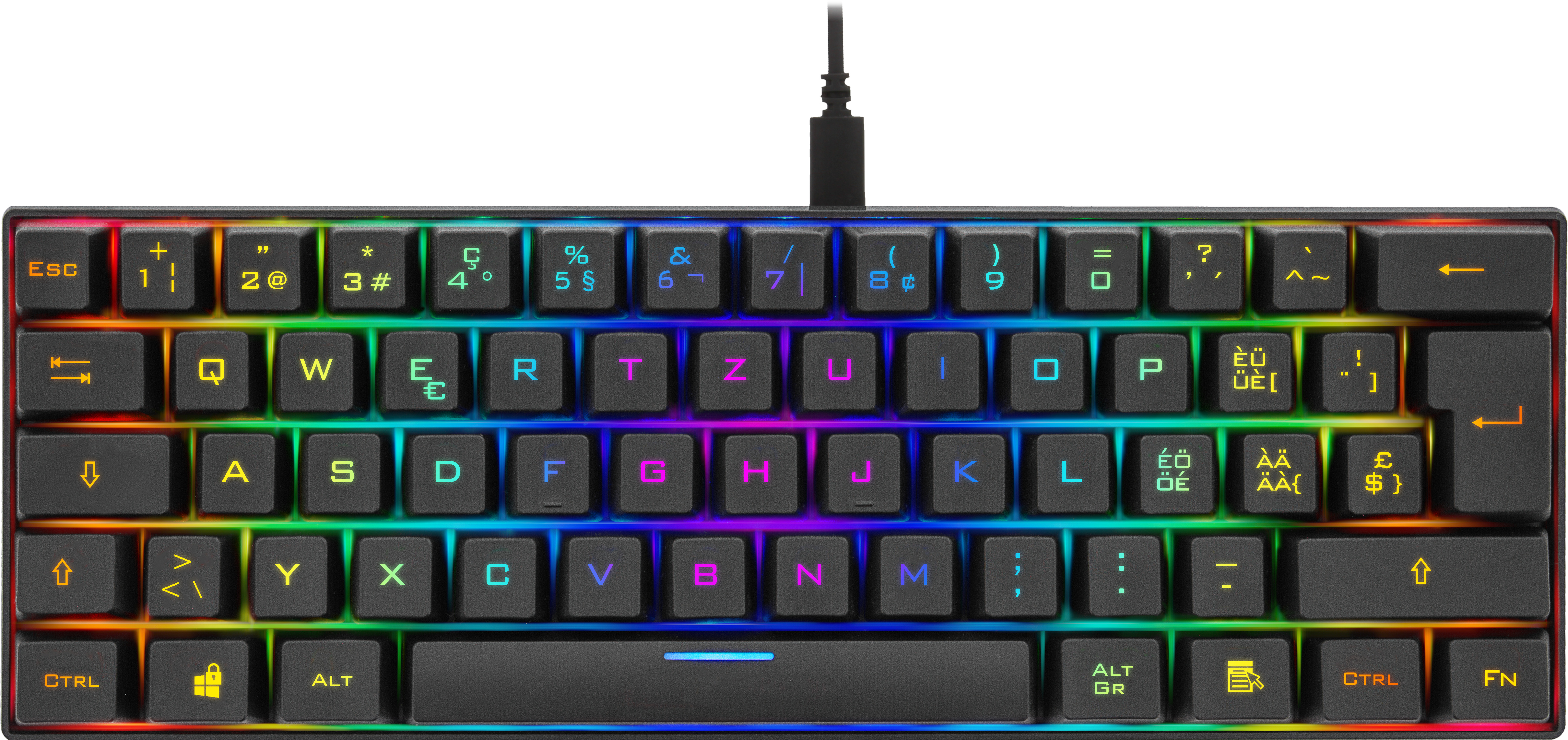 DELTACO TKL Gaming Keyboard mech RGB GAM-075-CH red switch, CH-Layout, black